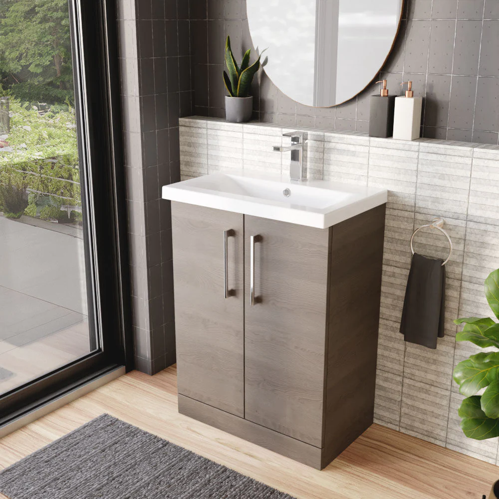 Contemporary Floor Standing Vanity Unit with Mid-Edge Basin, Choice of Size - Image 61