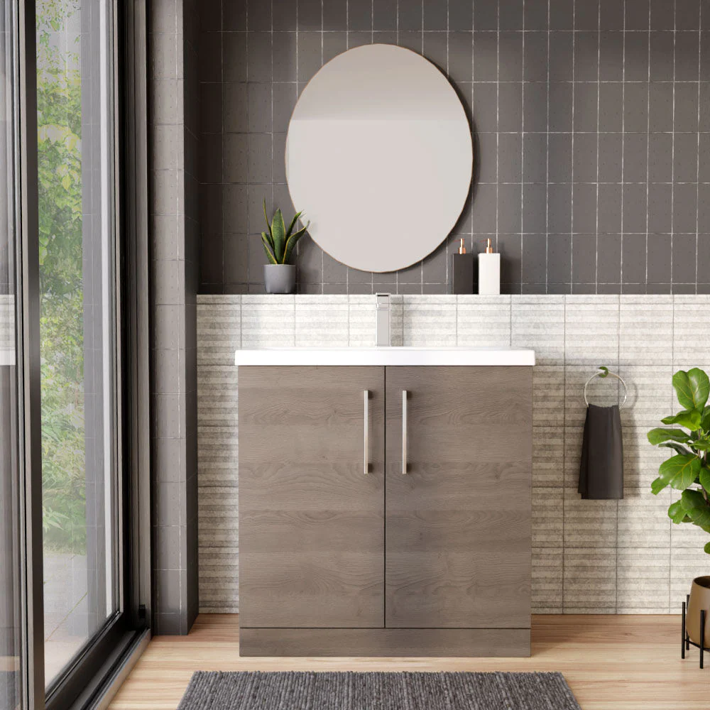 Contemporary Floor Standing Vanity Unit with Mid-Edge Basin, Choice of Size - Image 65