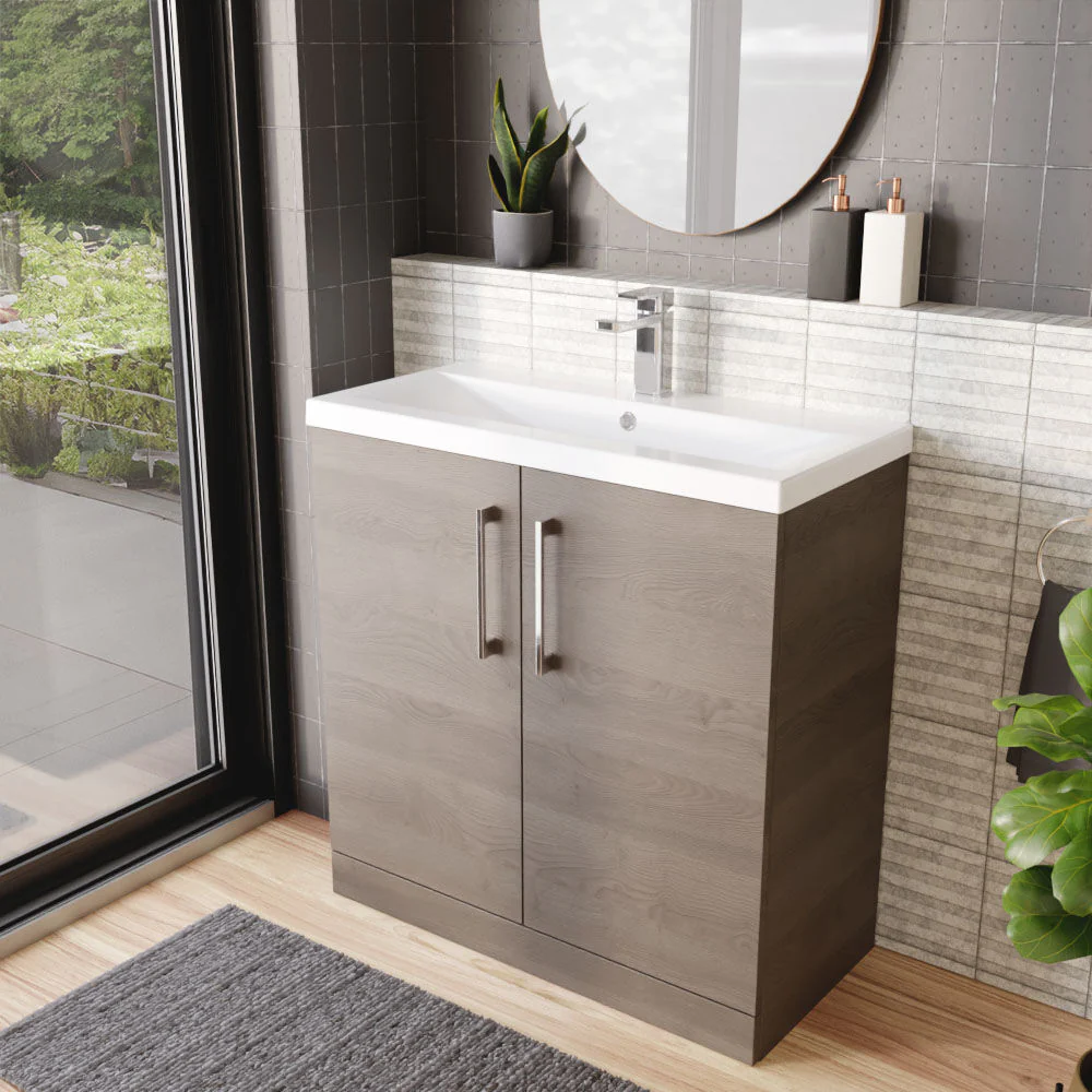 Contemporary Floor Standing Vanity Unit with Mid-Edge Basin, Choice of Size - Image 67
