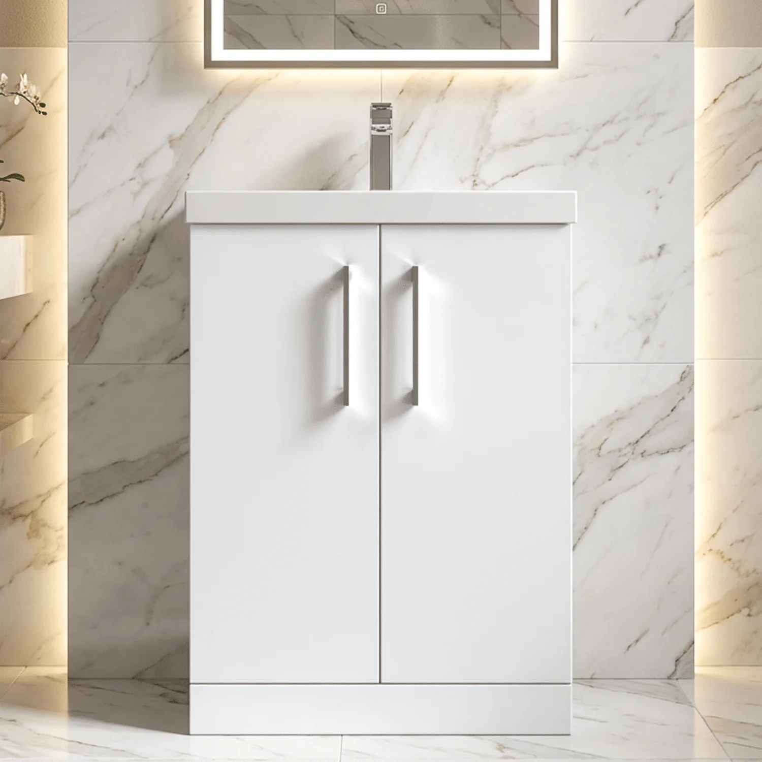 Contemporary Floor Standing Vanity Unit with Mid-Edge Basin, Choice of Size - Image 7
