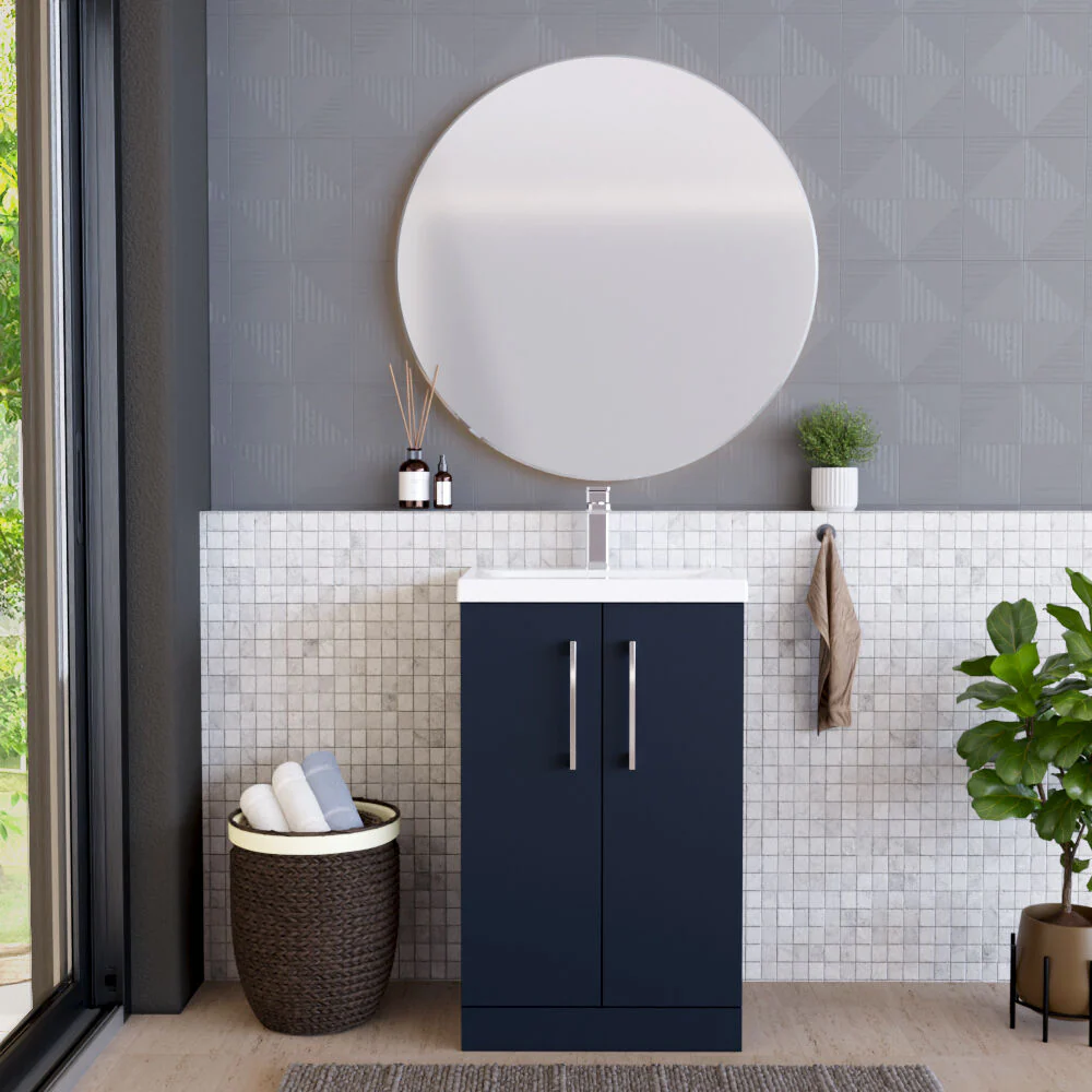 Contemporary Floor Standing Vanity Unit with Mid-Edge Basin, Choice of Size - Image 71