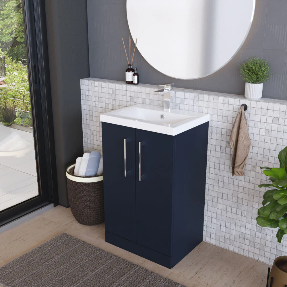 Contemporary Floor Standing Vanity Unit with Mid-Edge Basin, Choice of Size - Image 73
