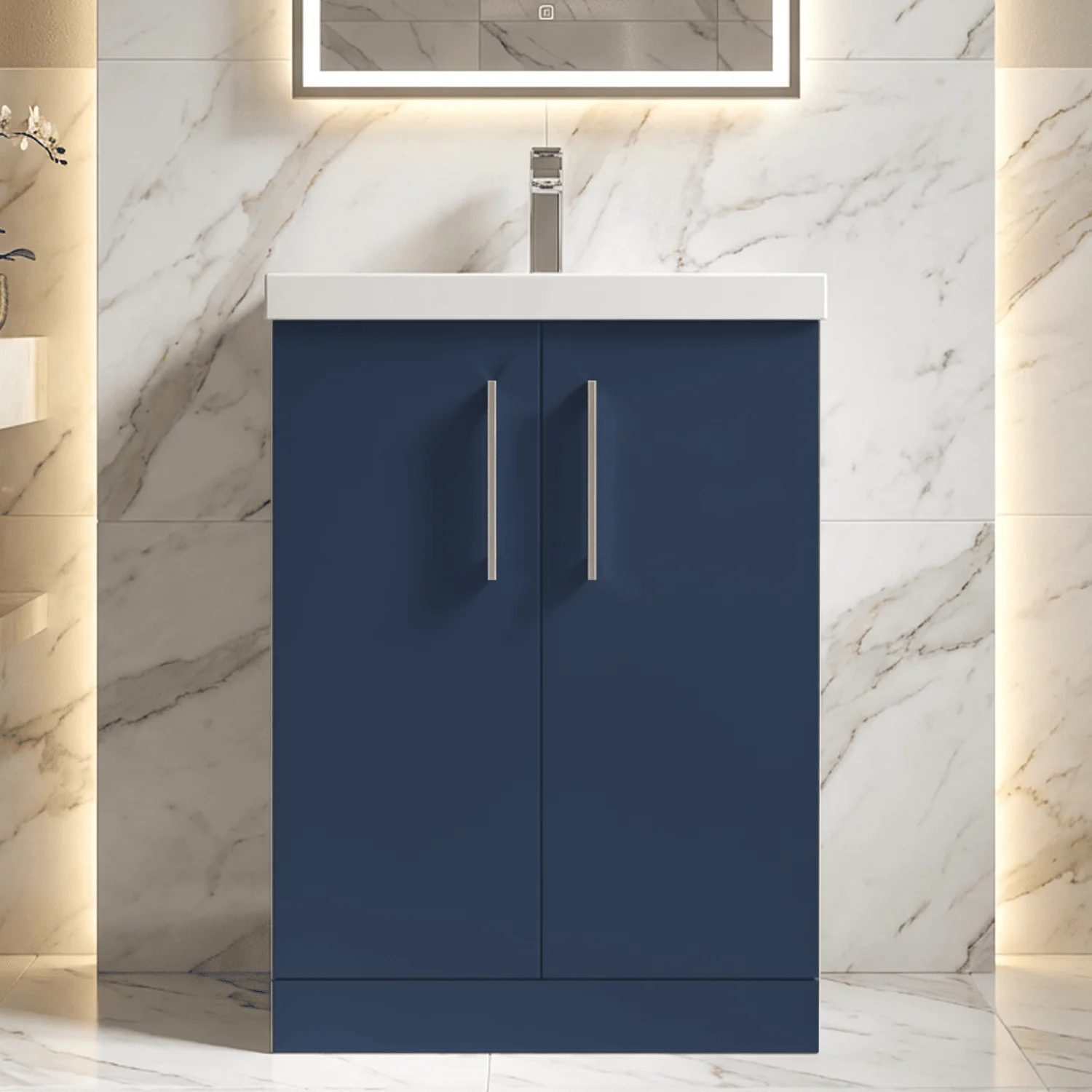 Contemporary Floor Standing Vanity Unit with Mid-Edge Basin, Choice of Size - Image 76