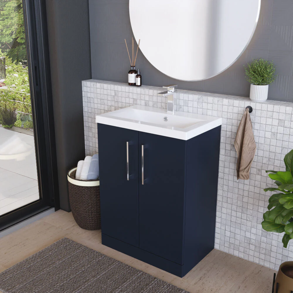 Contemporary Floor Standing Vanity Unit with Mid-Edge Basin, Choice of Size - Image 79