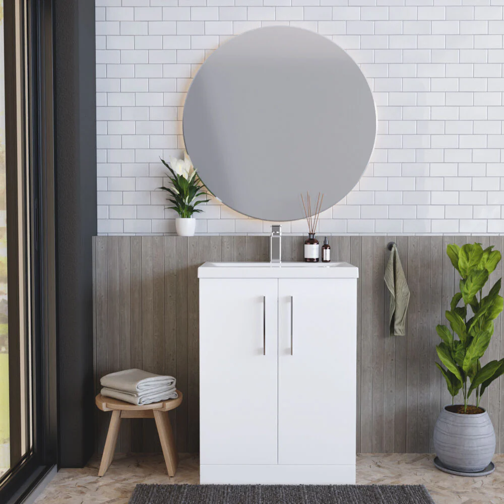 Contemporary Floor Standing Vanity Unit with Mid-Edge Basin, Choice of Size - Image 8