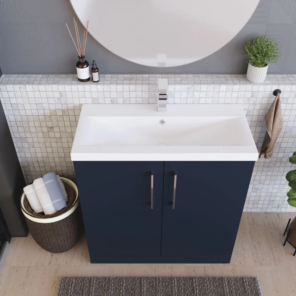 Contemporary Floor Standing Vanity Unit with Mid-Edge Basin, Choice of Size - Image 84