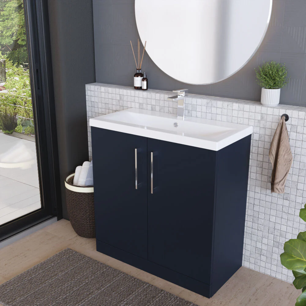 Contemporary Floor Standing Vanity Unit with Mid-Edge Basin, Choice of Size - Image 85