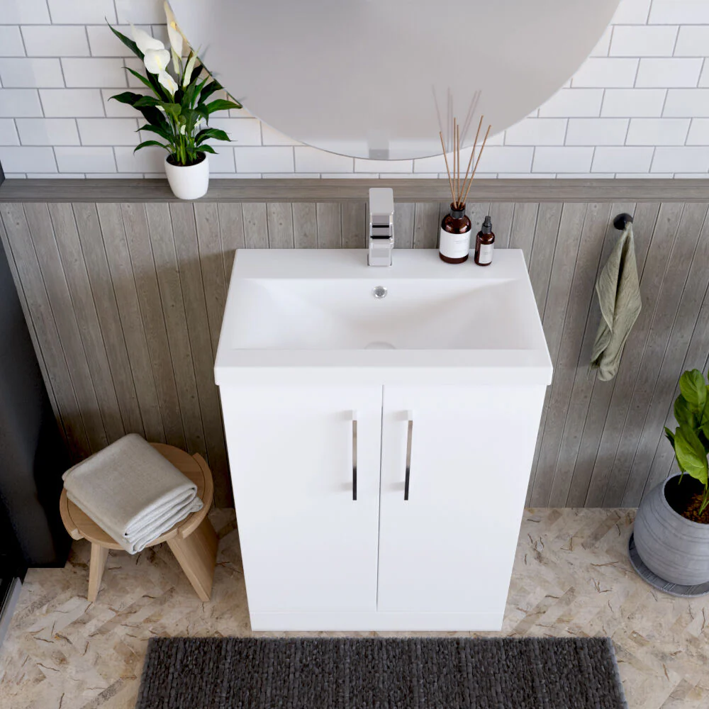 Contemporary Floor Standing Vanity Unit with Mid-Edge Basin, Choice of Size - Image 9