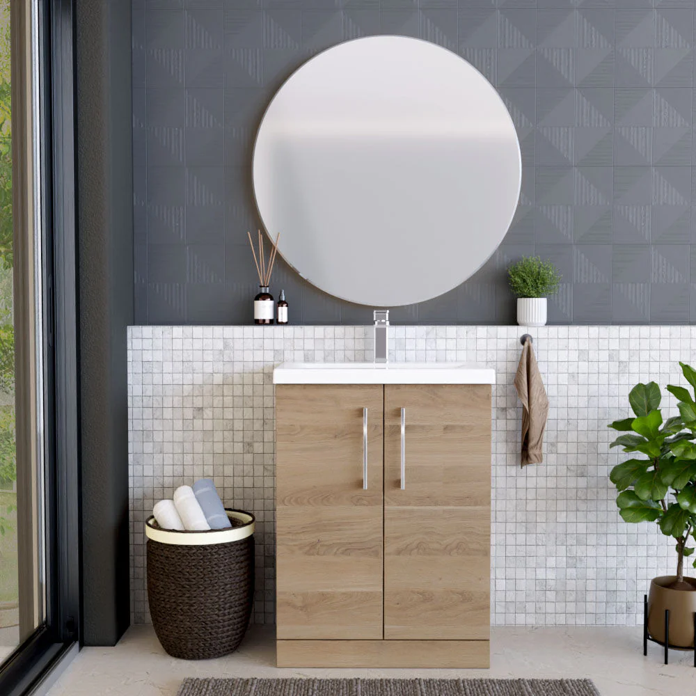 Contemporary Floor Standing Vanity Unit with Mid-Edge Basin, Choice of Size - Image 95