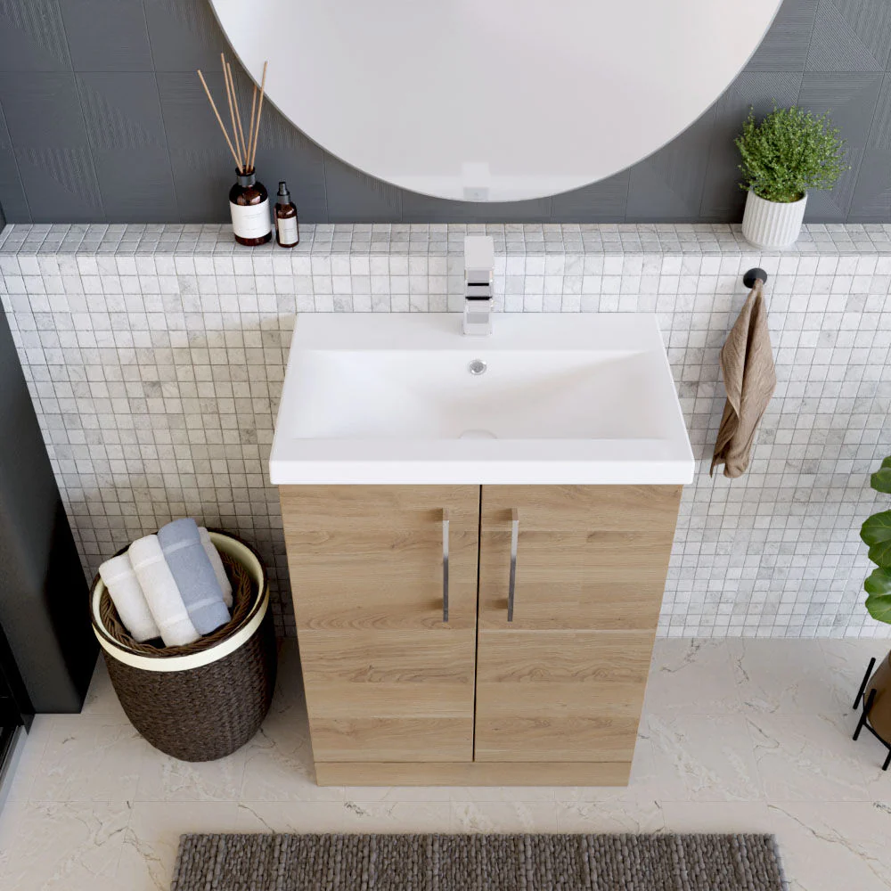 Contemporary Floor Standing Vanity Unit with Mid-Edge Basin, Choice of Size - Image 96