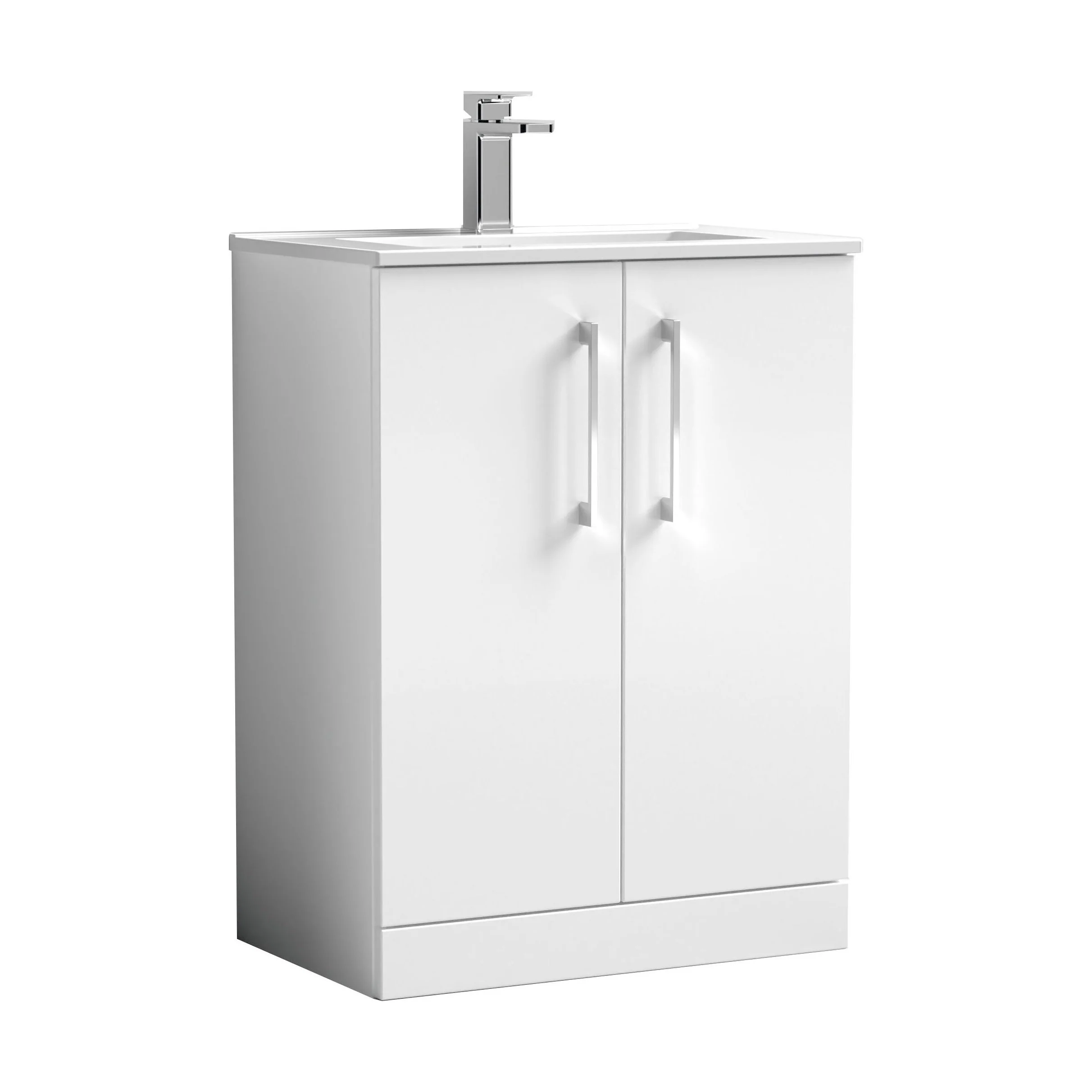 Balterley  Modern Bathroom 2 Soft Close Door & Minimalist Vanity Unit Basin, Gloss White, 440mm