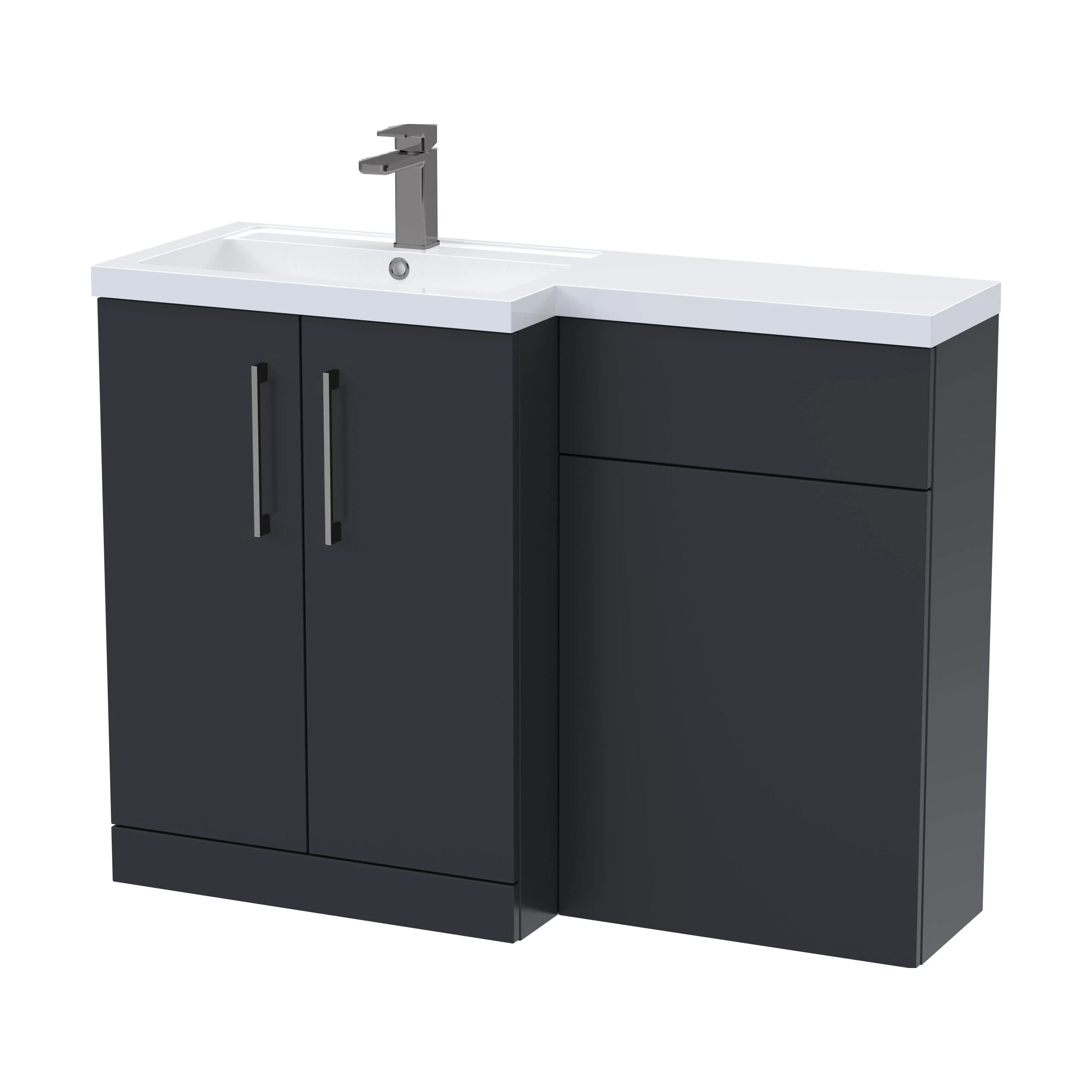 Bramshall Combination Vanity Unit with Basin & WC, Left Hand, 1100mm x 390mm - Choice of Colour and Handle Finish - Image 103