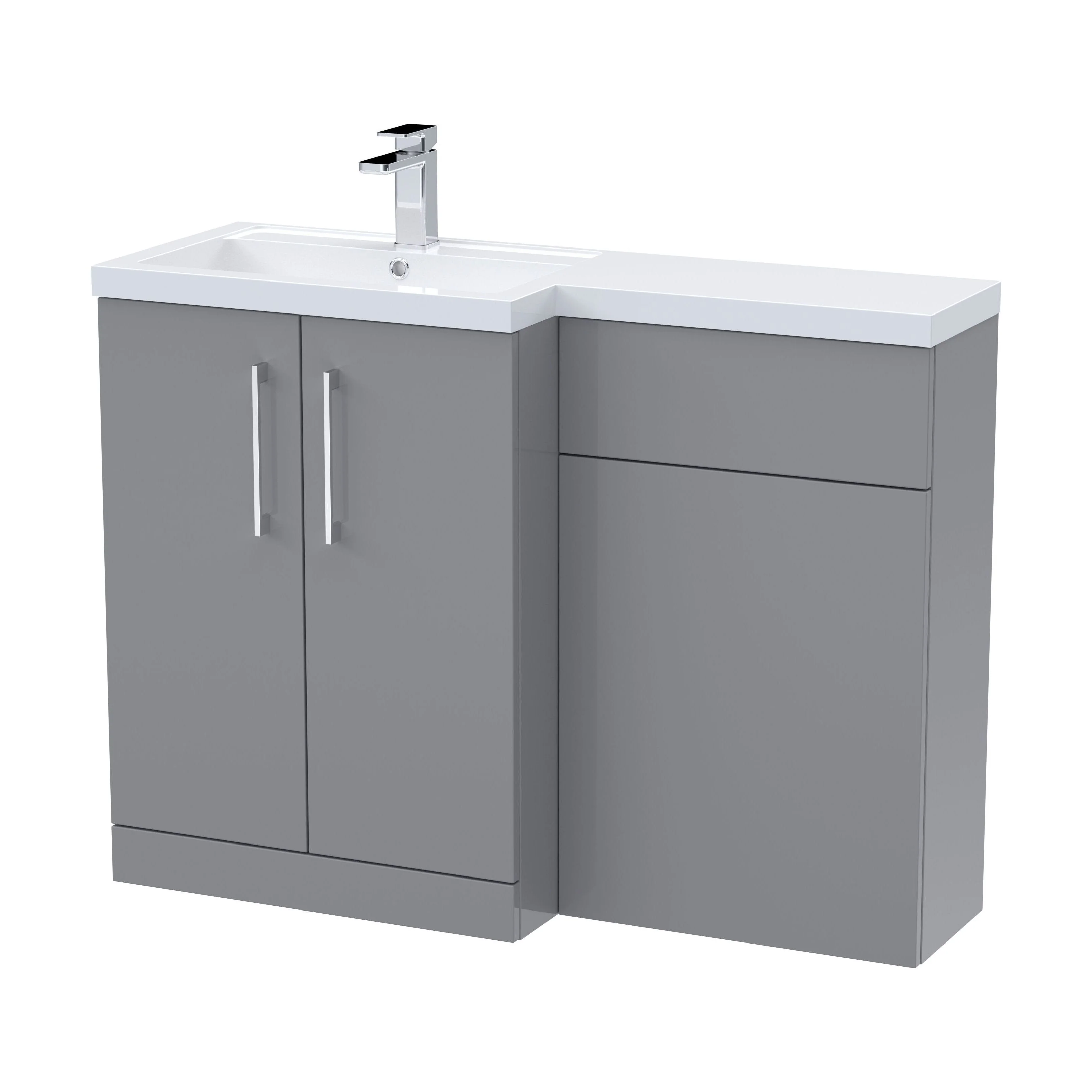 Bramshall Combination Vanity Unit with Basin & WC, Left Hand, 1100mm x 390mm - Choice of Colour and Handle Finish - Image 104