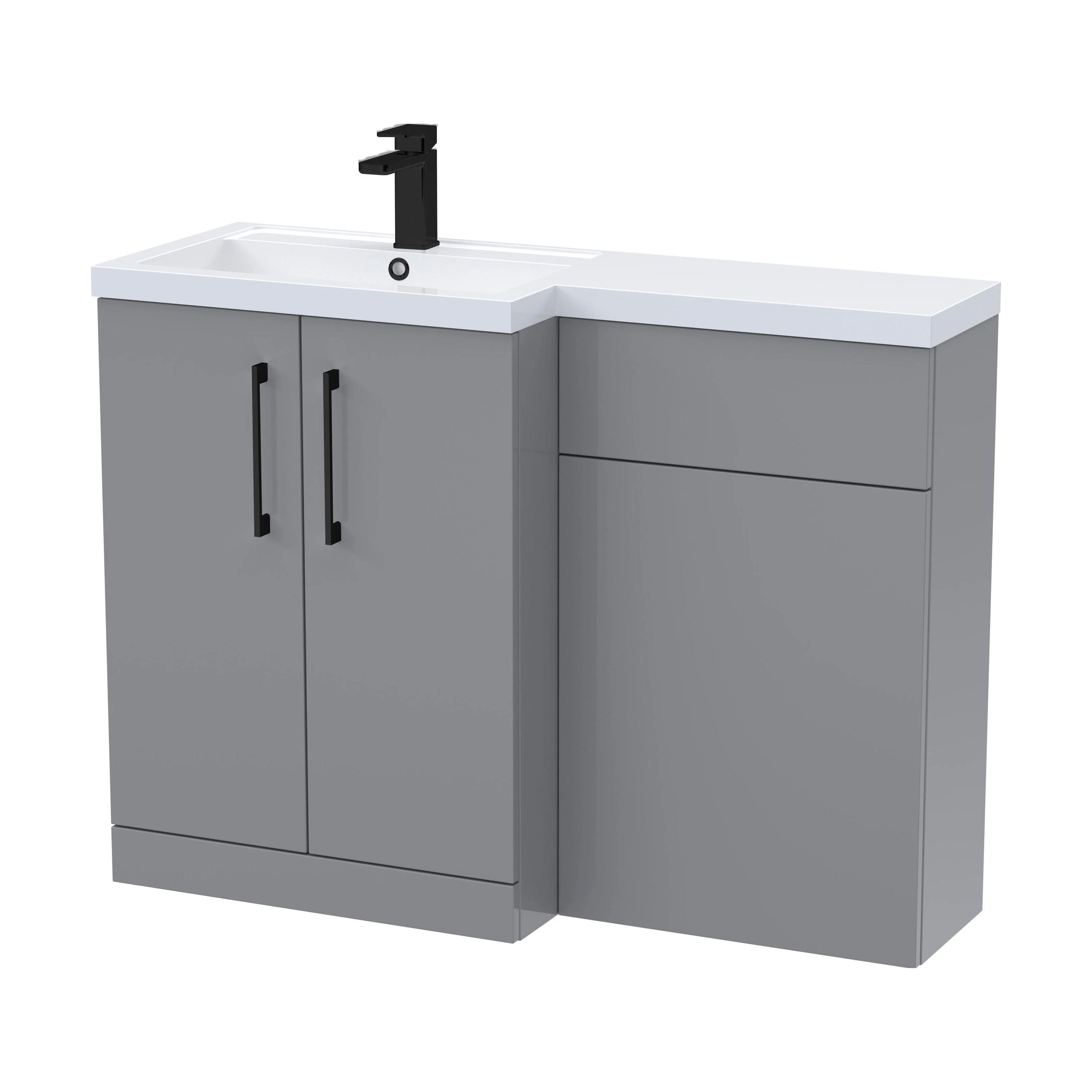 Bramshall Combination Vanity Unit with Basin & WC, Left Hand, 1100mm x 390mm - Choice of Colour and Handle Finish - Image 106