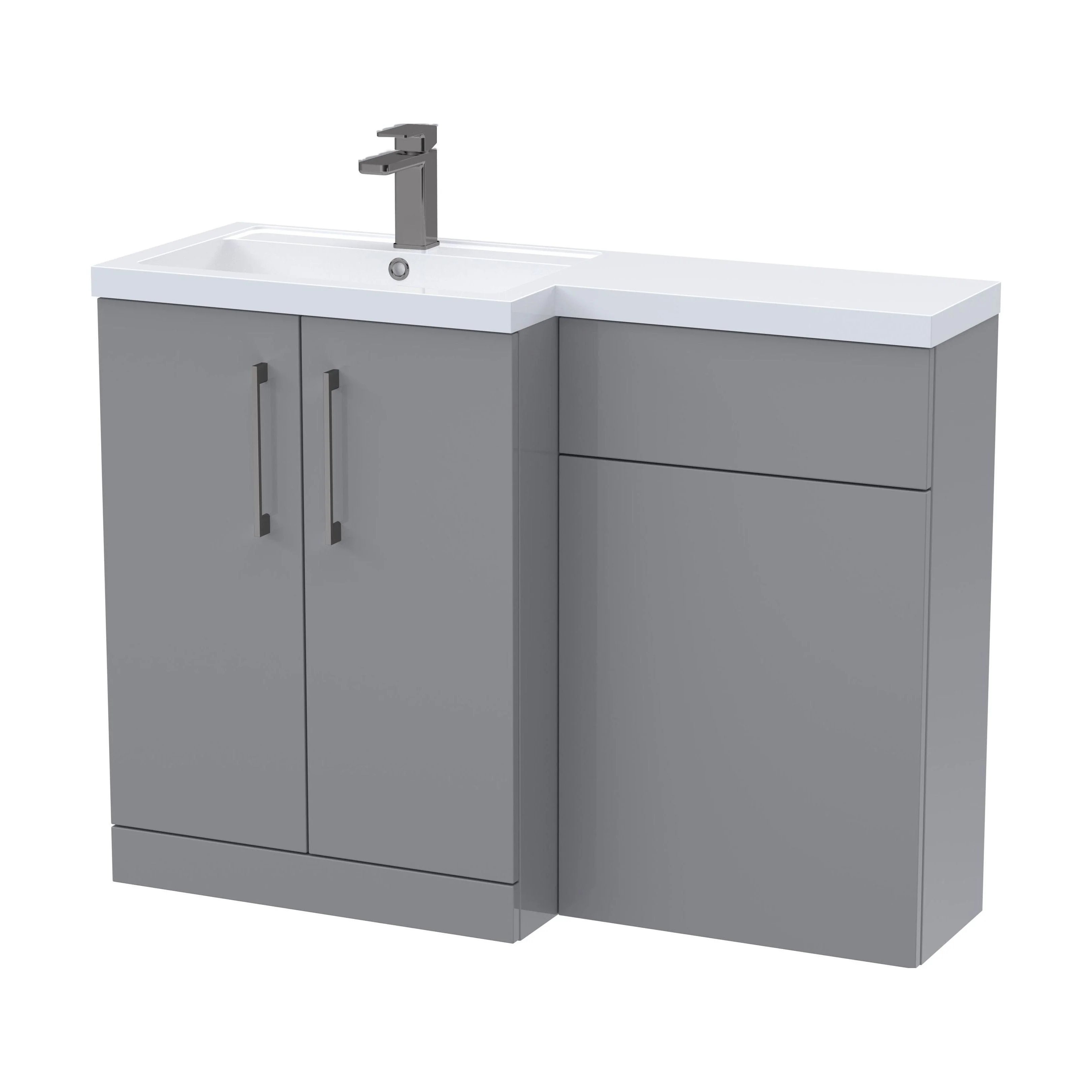 Bramshall Combination Vanity Unit with Basin & WC, Left Hand, 1100mm x 390mm - Choice of Colour and Handle Finish - Image 109