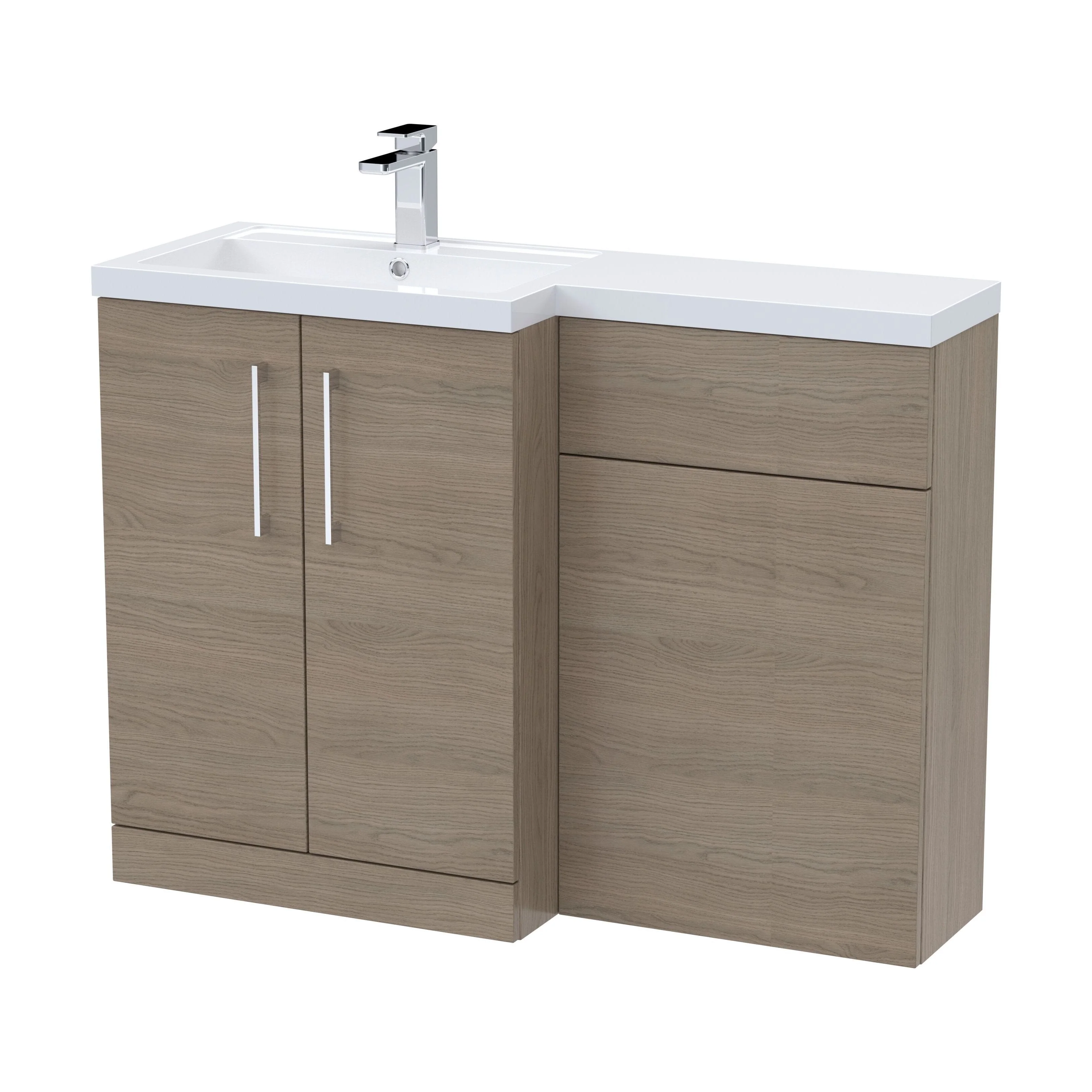 Bramshall Combination Vanity Unit with Basin & WC, Left Hand, 1100mm x 390mm - Choice of Colour and Handle Finish - Image 110