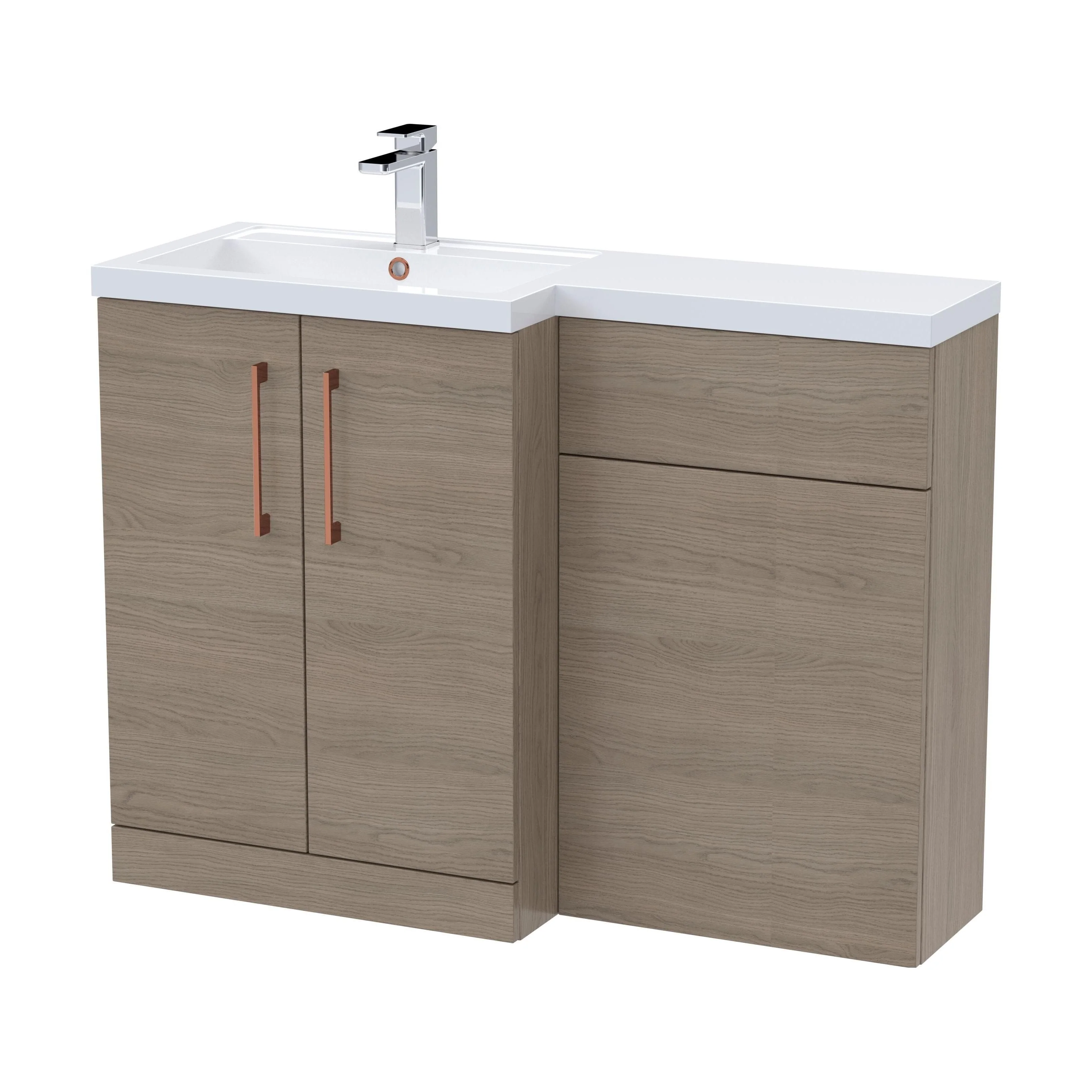 Bramshall Combination Vanity Unit with Basin & WC, Left Hand, 1100mm x 390mm - Choice of Colour and Handle Finish - Image 113
