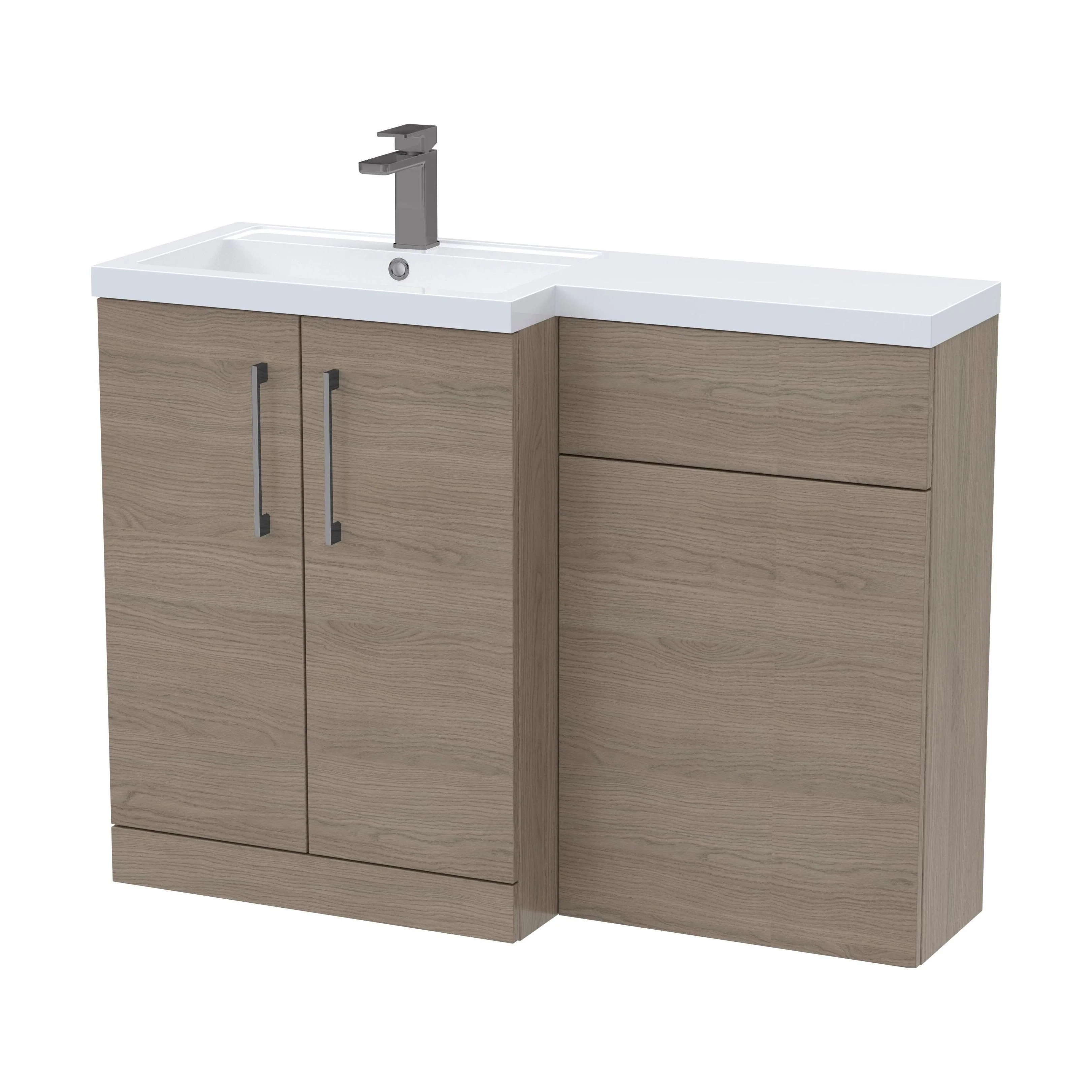 Bramshall Combination Vanity Unit with Basin & WC, Left Hand, 1100mm x 390mm - Choice of Colour and Handle Finish - Image 115