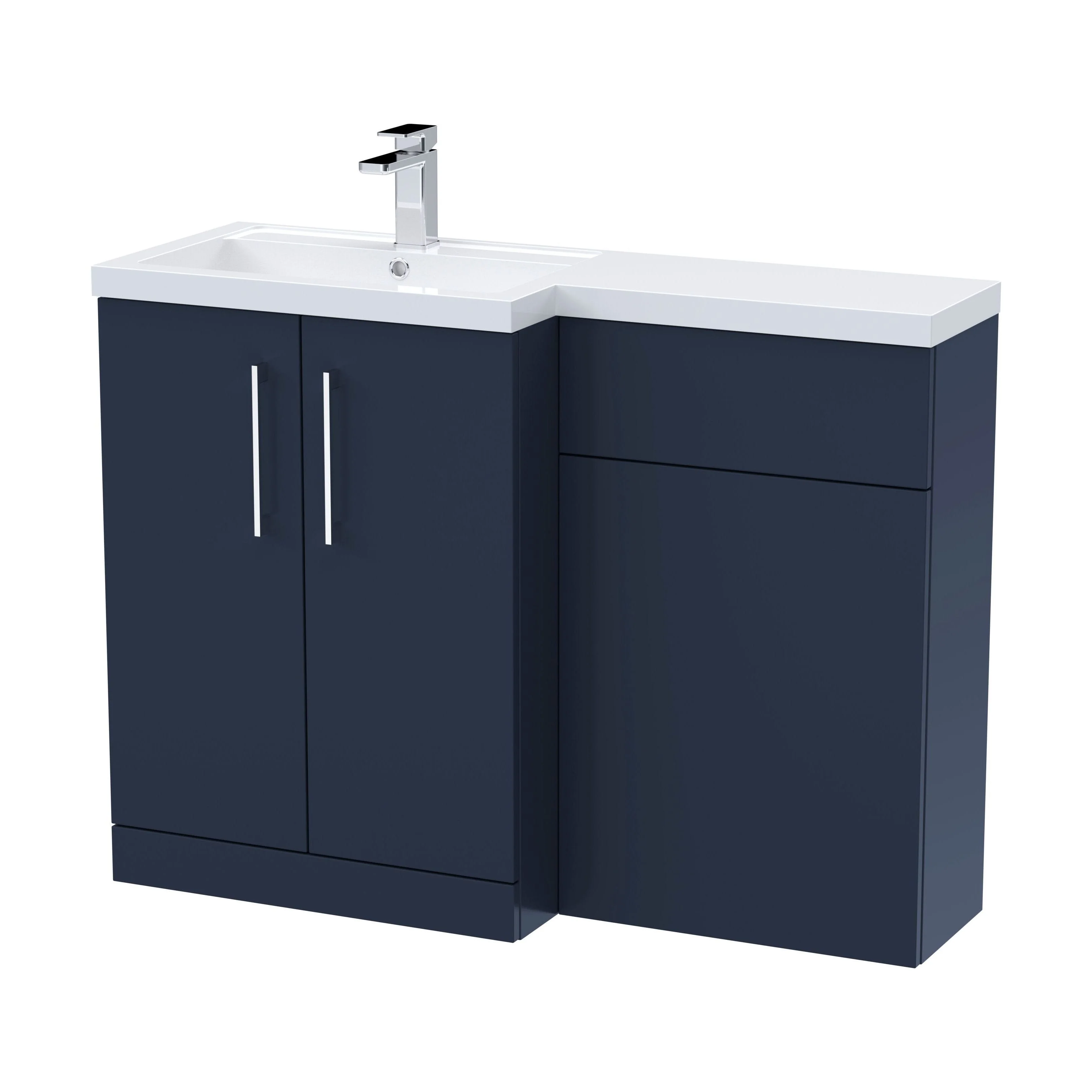 Bramshall Combination Vanity Unit with Basin & WC, Left Hand, 1100mm x 390mm - Choice of Colour and Handle Finish - Image 116