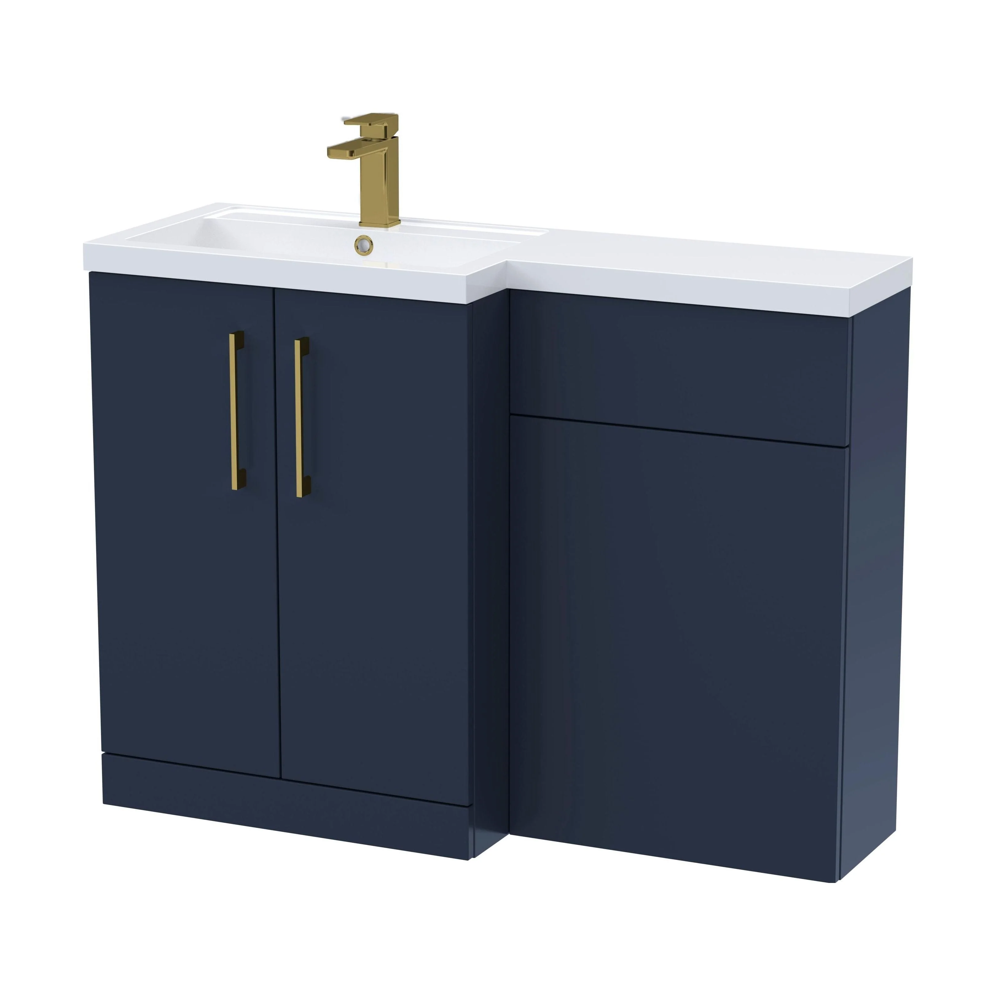 Bramshall Combination Vanity Unit with Basin & WC, Left Hand, 1100mm x 390mm - Choice of Colour and Handle Finish - Image 117
