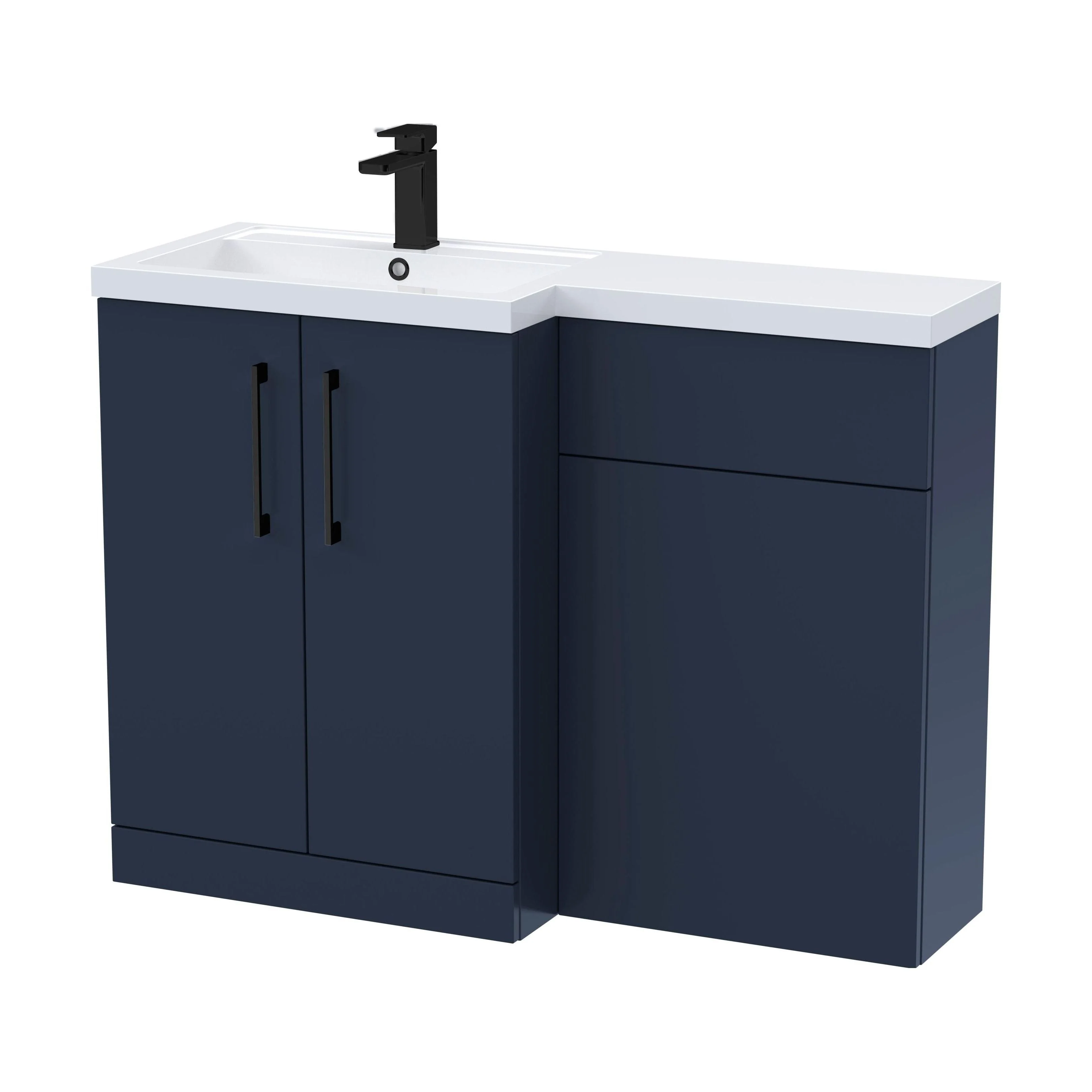 Bramshall Combination Vanity Unit with Basin & WC, Left Hand, 1100mm x 390mm - Choice of Colour and Handle Finish - Image 118