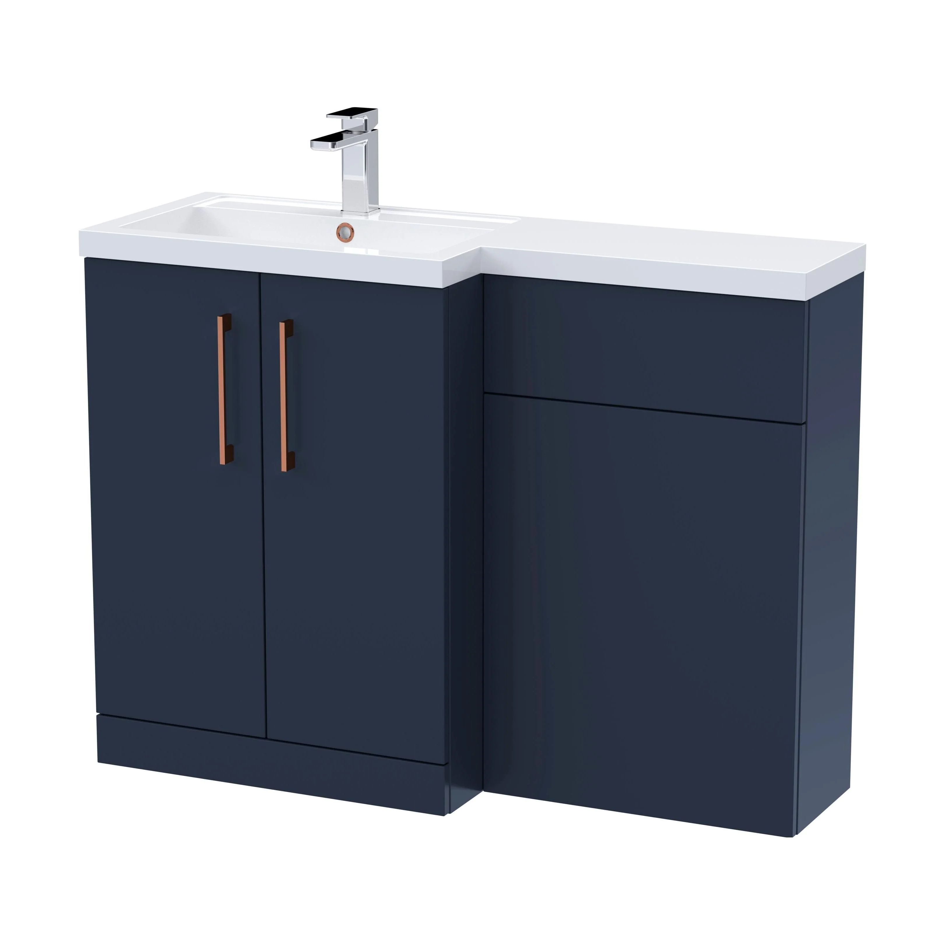 Bramshall Combination Vanity Unit with Basin & WC, Left Hand, 1100mm x 390mm - Choice of Colour and Handle Finish - Image 119