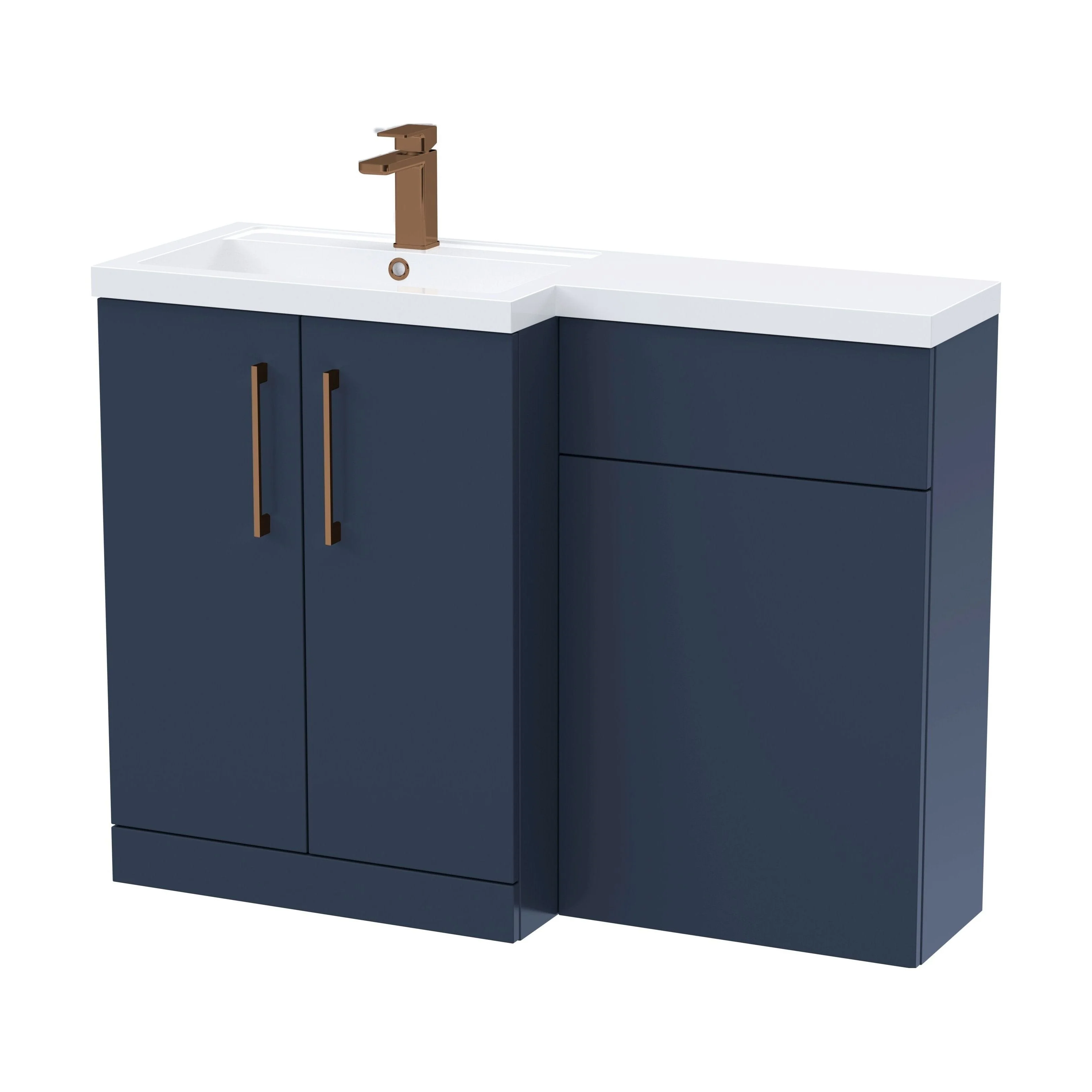 Bramshall Combination Vanity Unit with Basin & WC, Left Hand, 1100mm x 390mm - Choice of Colour and Handle Finish - Image 120