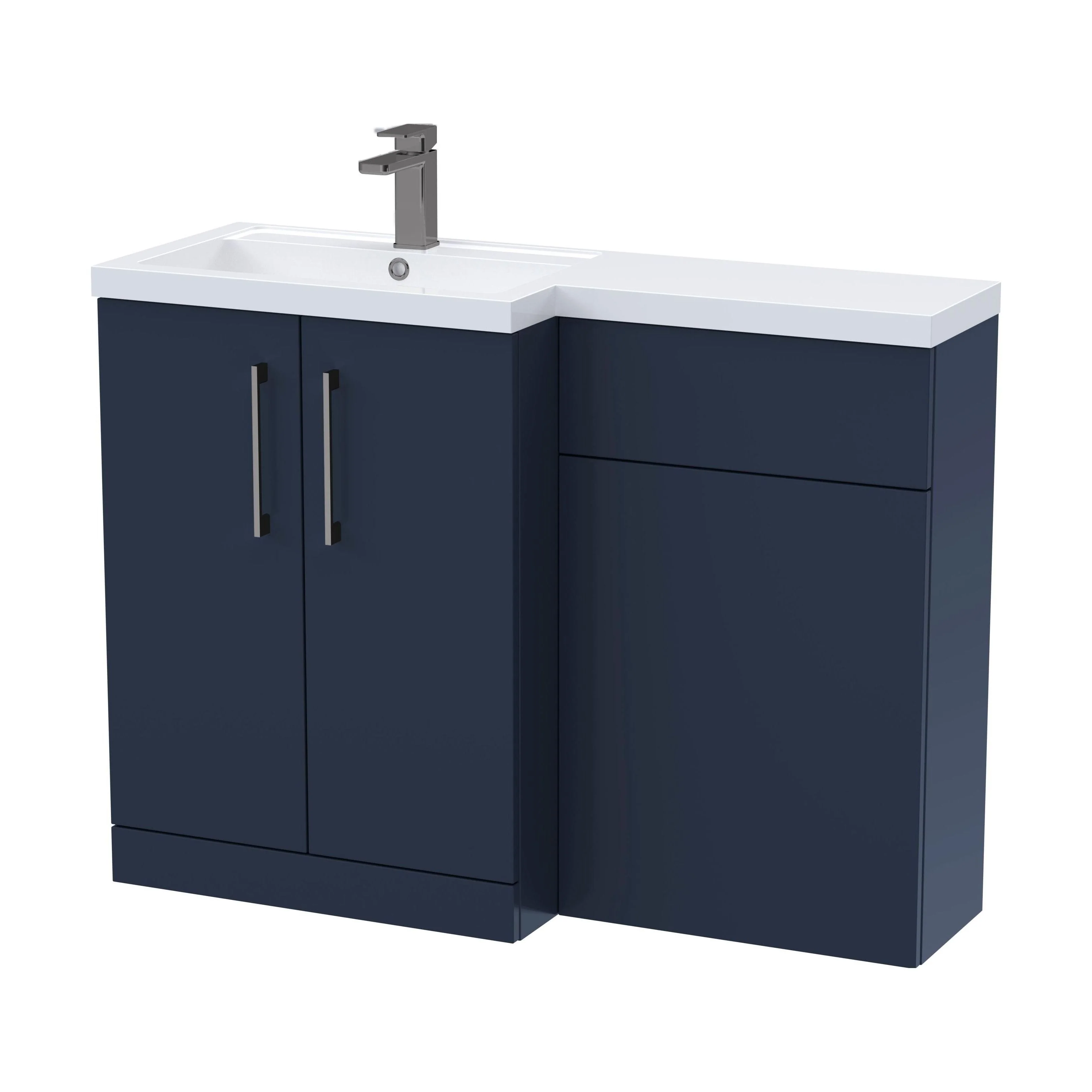Bramshall Combination Vanity Unit with Basin & WC, Left Hand, 1100mm x 390mm - Choice of Colour and Handle Finish - Image 121