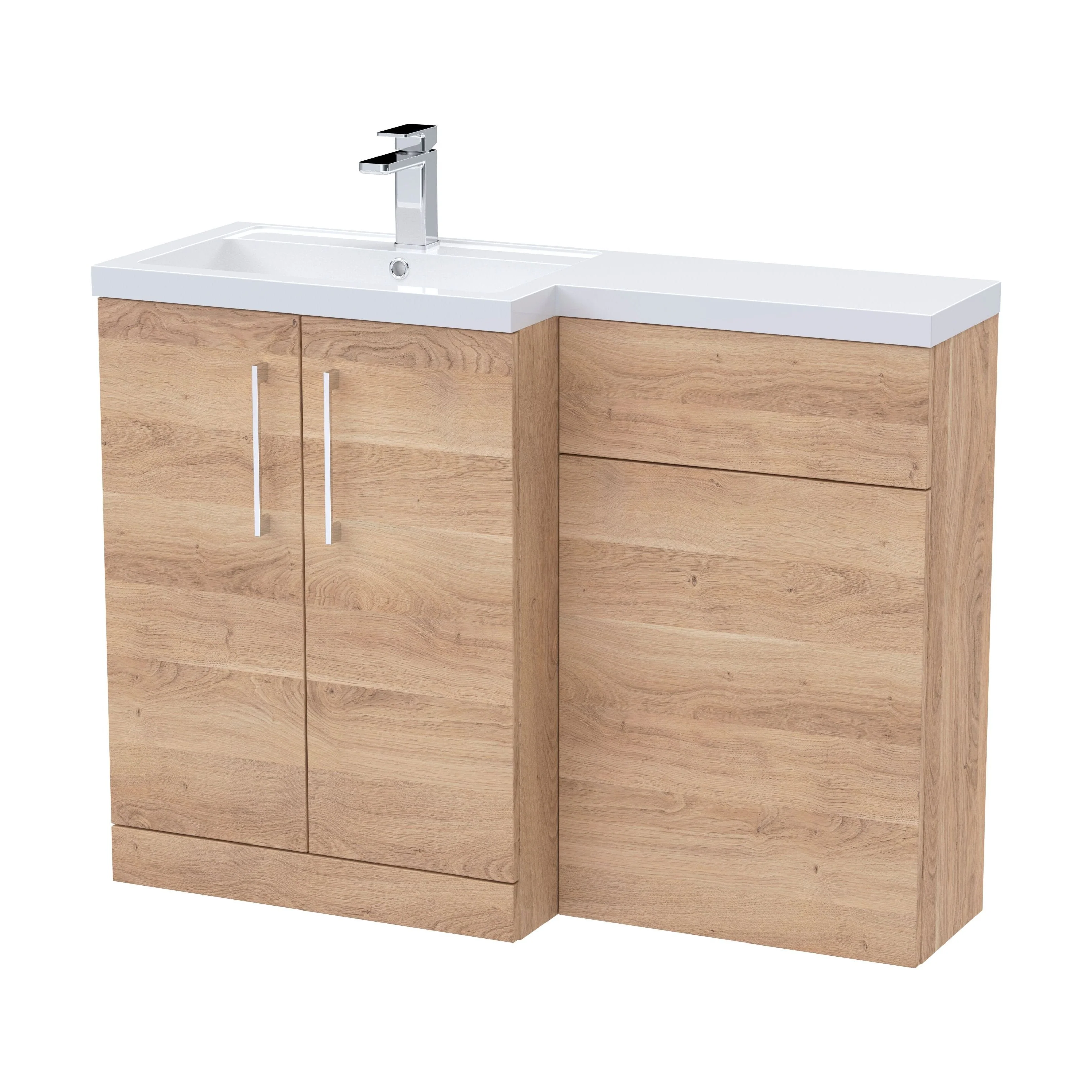 Bramshall Combination Vanity Unit with Basin & WC, Left Hand, 1100mm x 390mm - Choice of Colour and Handle Finish - Image 122