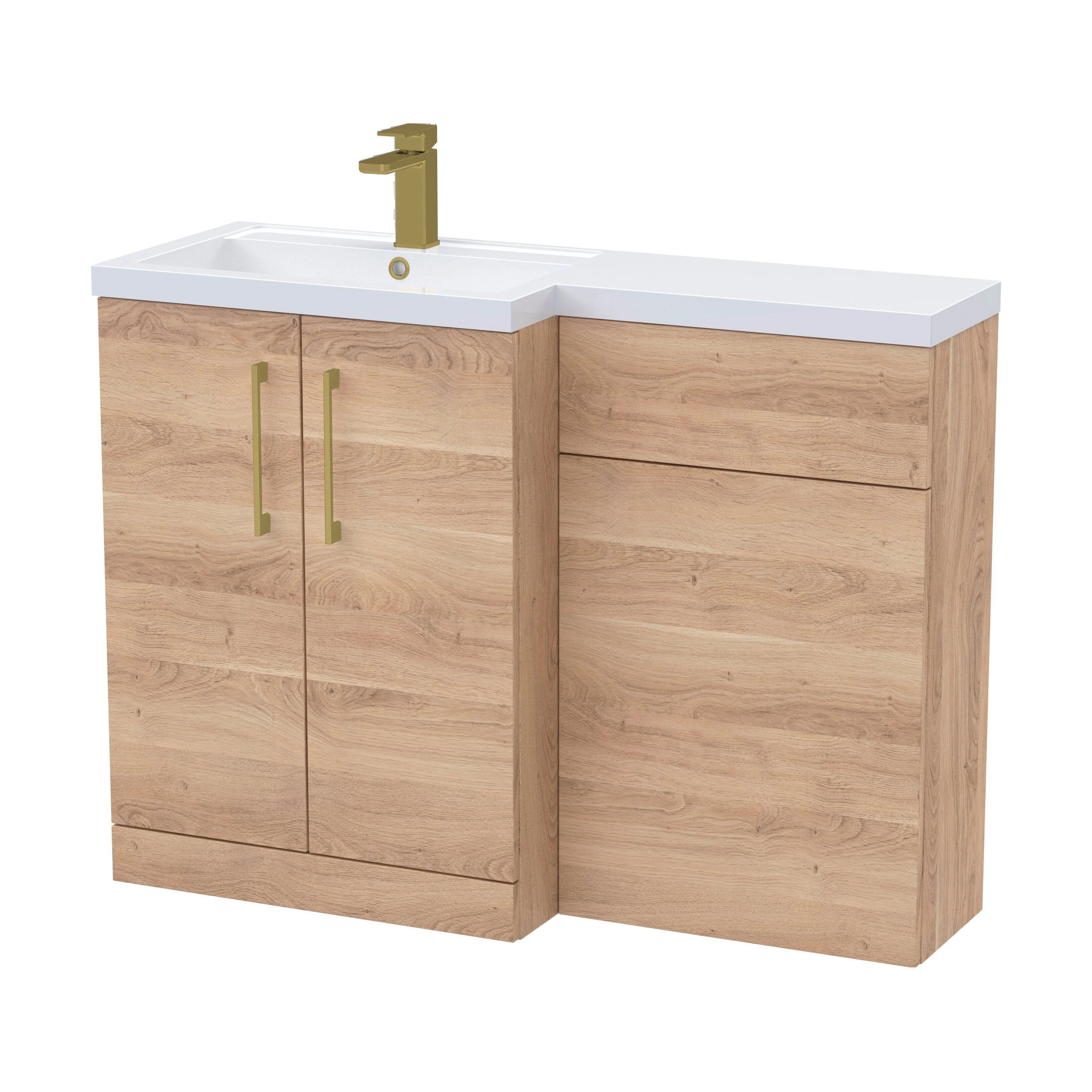 Bramshall Combination Vanity Unit with Basin & WC, Left Hand, 1100mm x 390mm - Choice of Colour and Handle Finish - Image 123