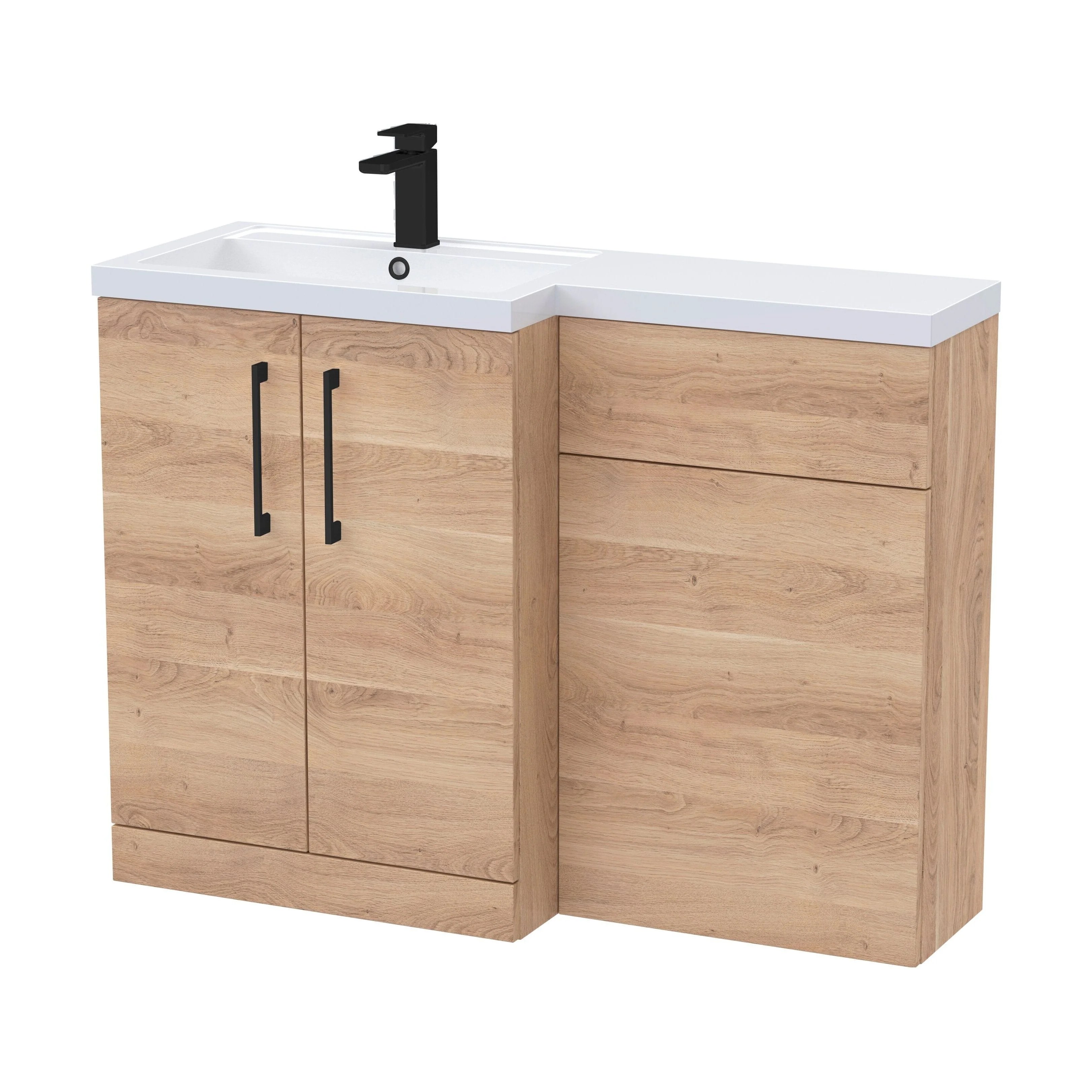 Bramshall Combination Vanity Unit with Basin & WC, Left Hand, 1100mm x 390mm - Choice of Colour and Handle Finish - Image 124