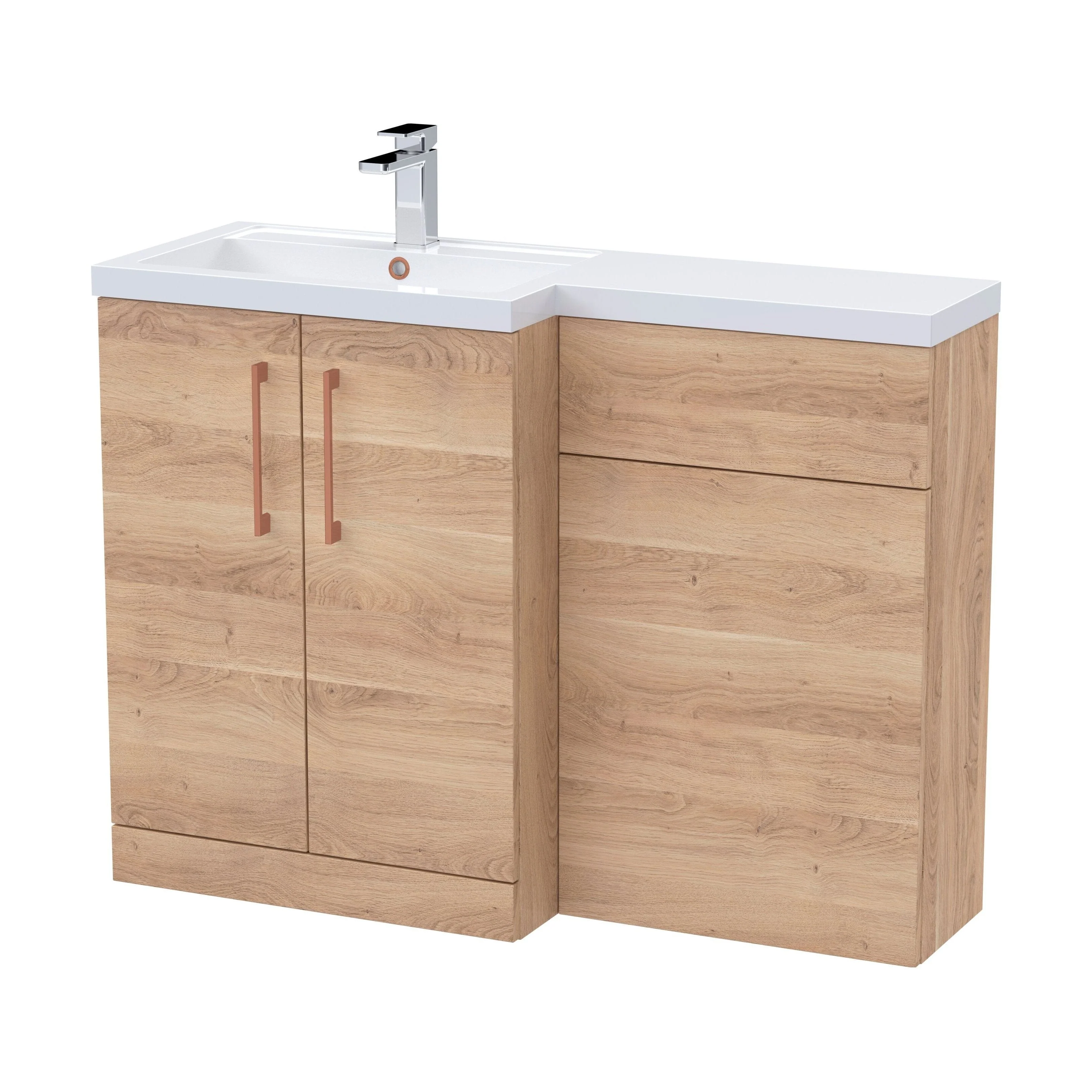 Bramshall Combination Vanity Unit with Basin & WC, Left Hand, 1100mm x 390mm - Choice of Colour and Handle Finish - Image 125