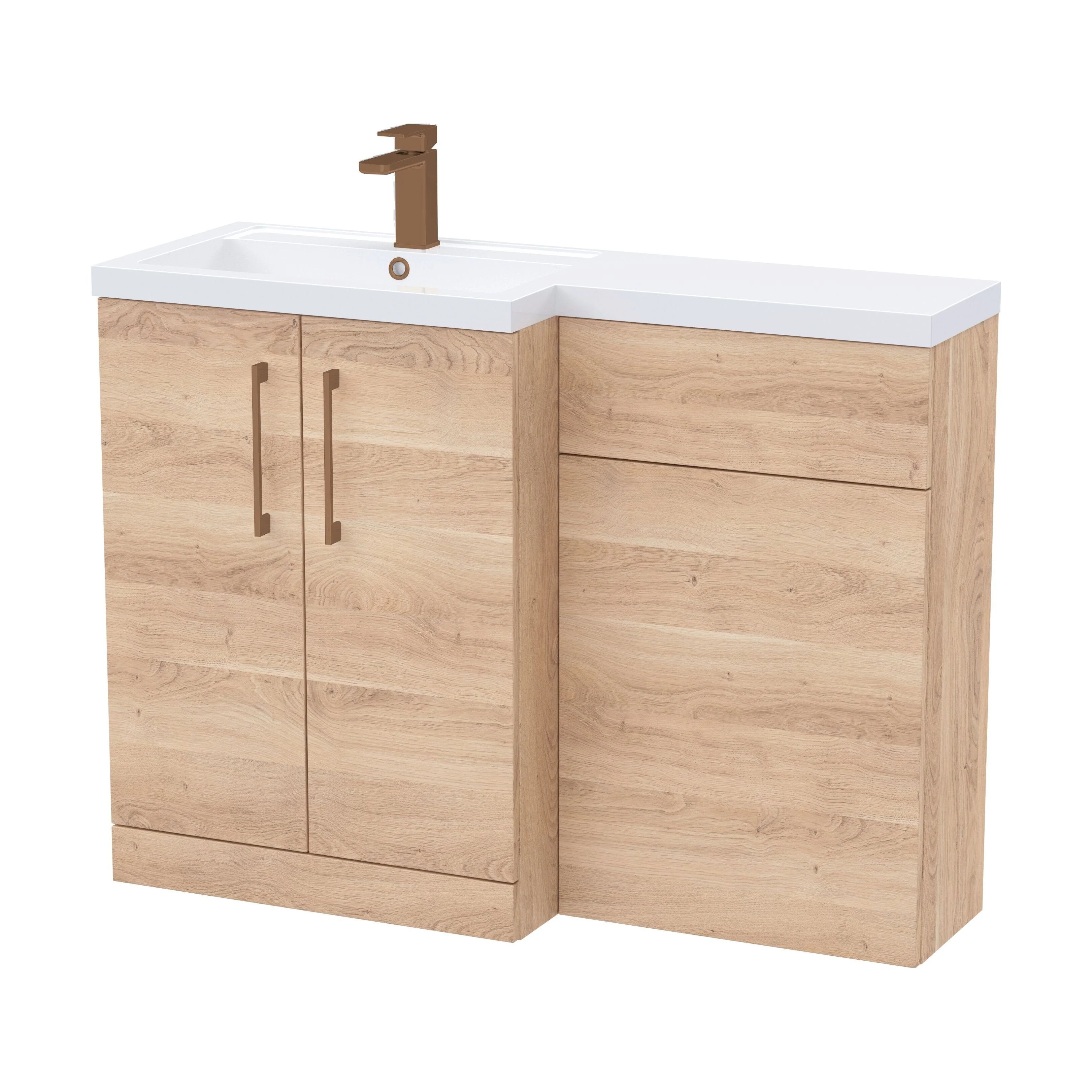 Bramshall Combination Vanity Unit with Basin & WC, Left Hand, 1100mm x 390mm - Choice of Colour and Handle Finish - Image 126