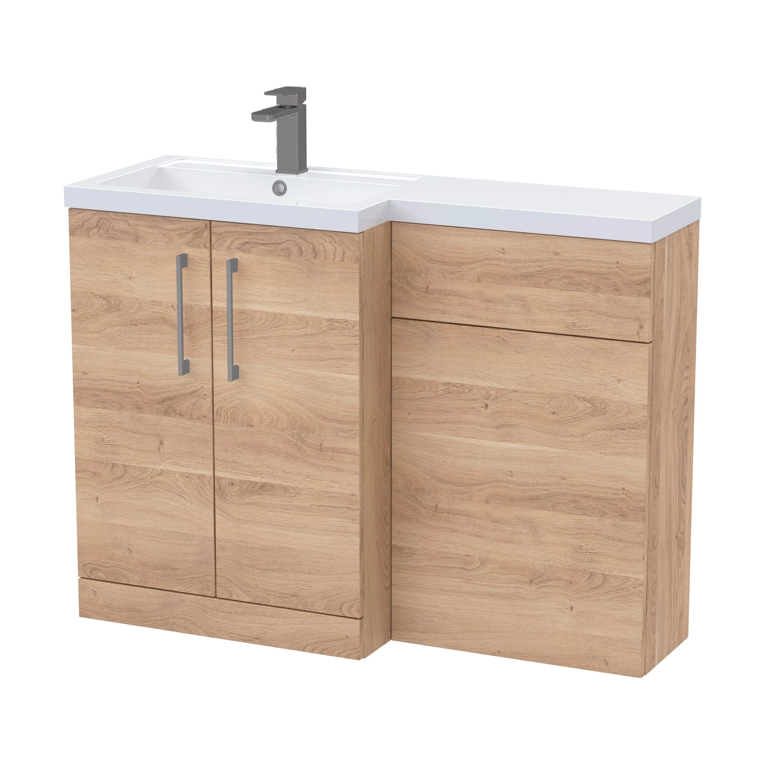 Bramshall Combination Vanity Unit with Basin & WC, Left Hand, 1100mm x 390mm - Choice of Colour and Handle Finish - Image 127