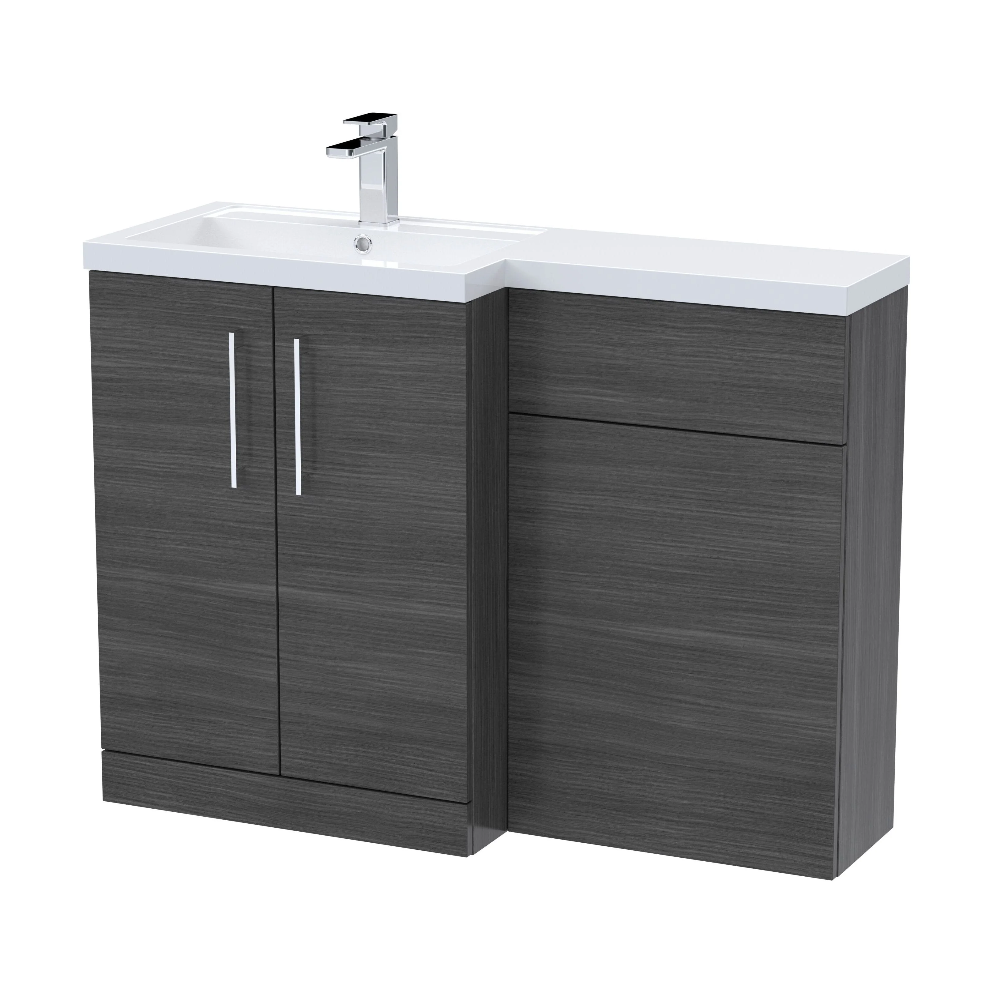 Bramshall Combination Vanity Unit with Basin & WC, Left Hand, 1100mm x 390mm - Choice of Colour and Handle Finish - Image 128