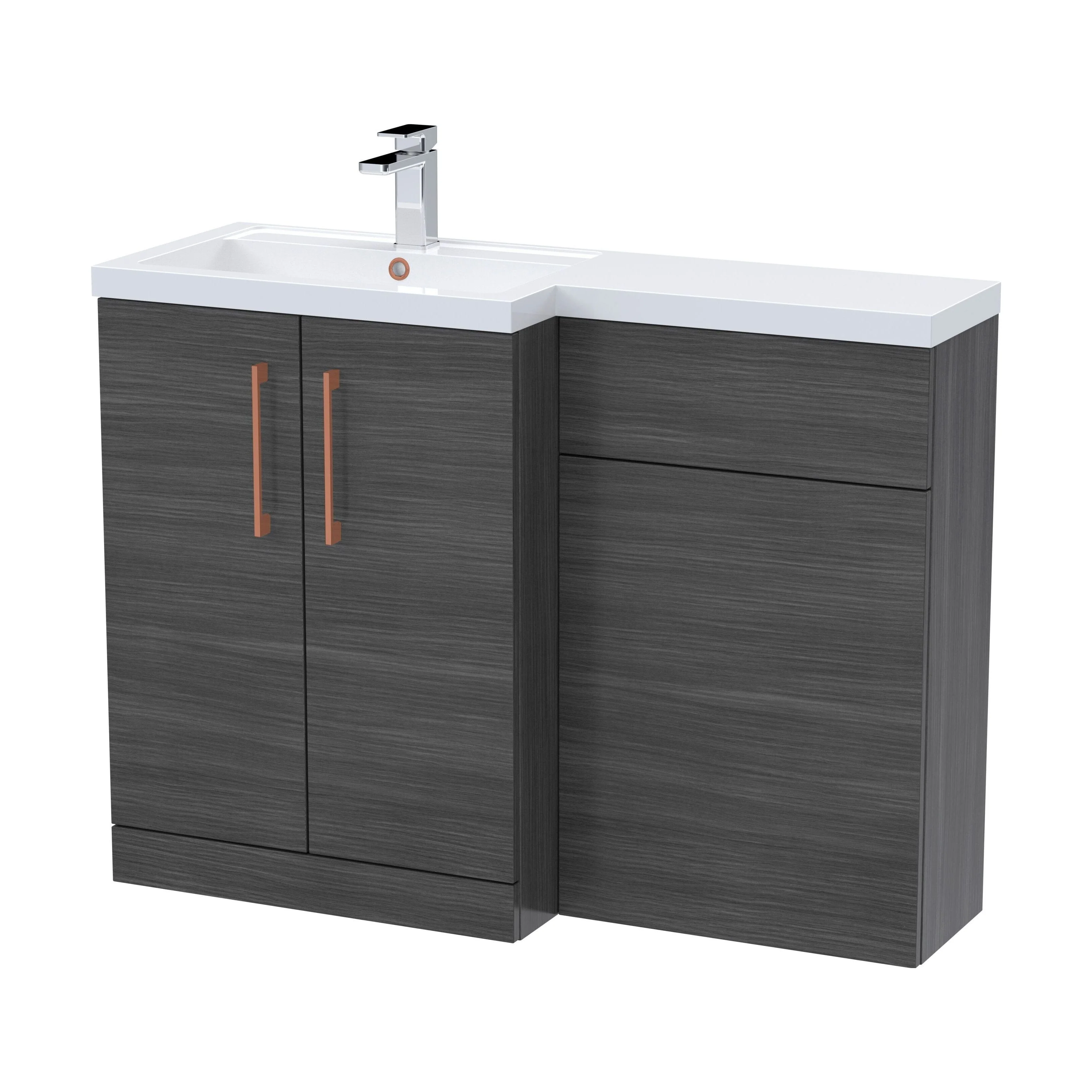 Bramshall Combination Vanity Unit with Basin & WC, Left Hand, 1100mm x 390mm - Choice of Colour and Handle Finish - Image 131