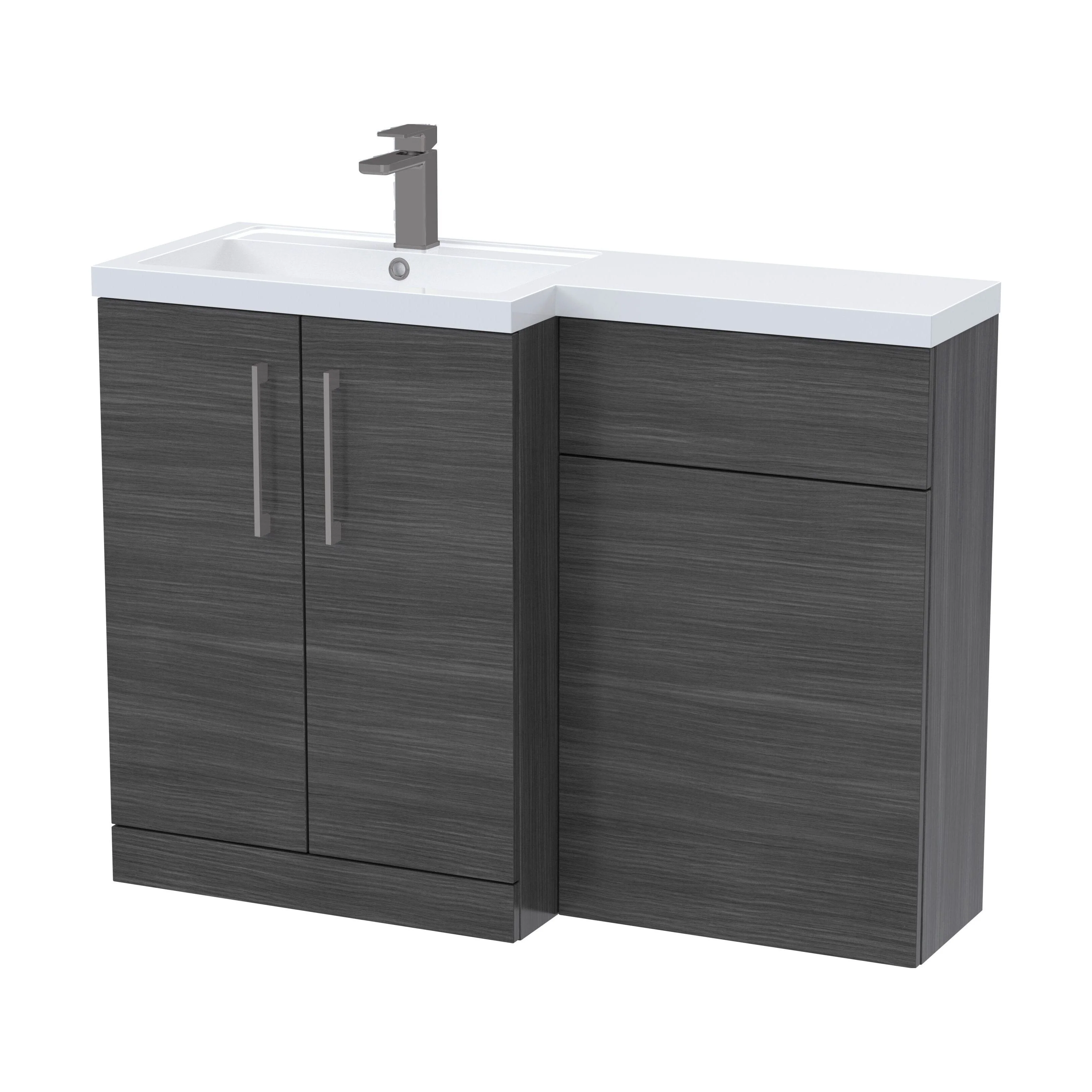 Bramshall Combination Vanity Unit with Basin & WC, Left Hand, 1100mm x 390mm - Choice of Colour and Handle Finish - Image 133