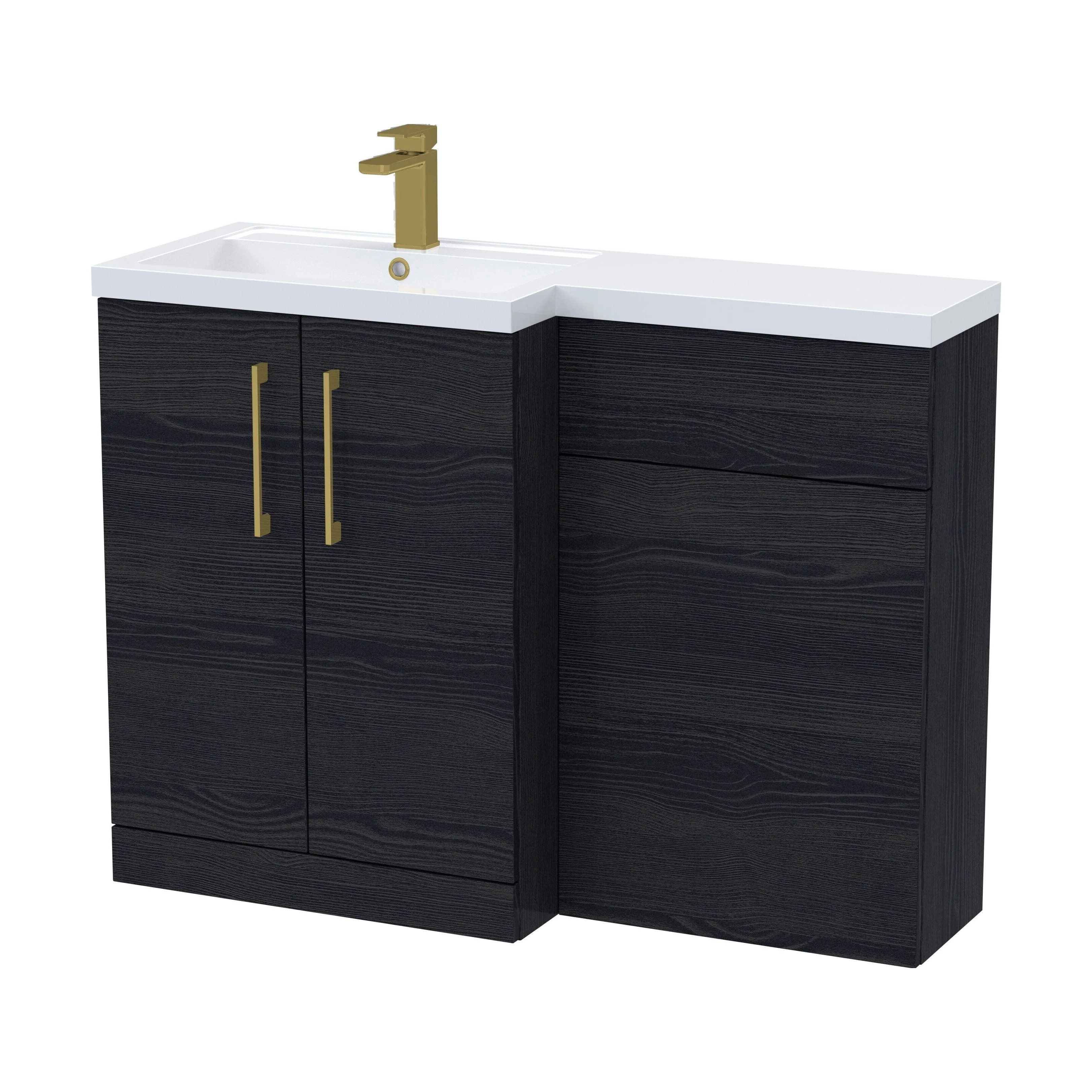 Bramshall Combination Vanity Unit with Basin & WC, Left Hand, 1100mm x 390mm - Choice of Colour and Handle Finish - Image 134