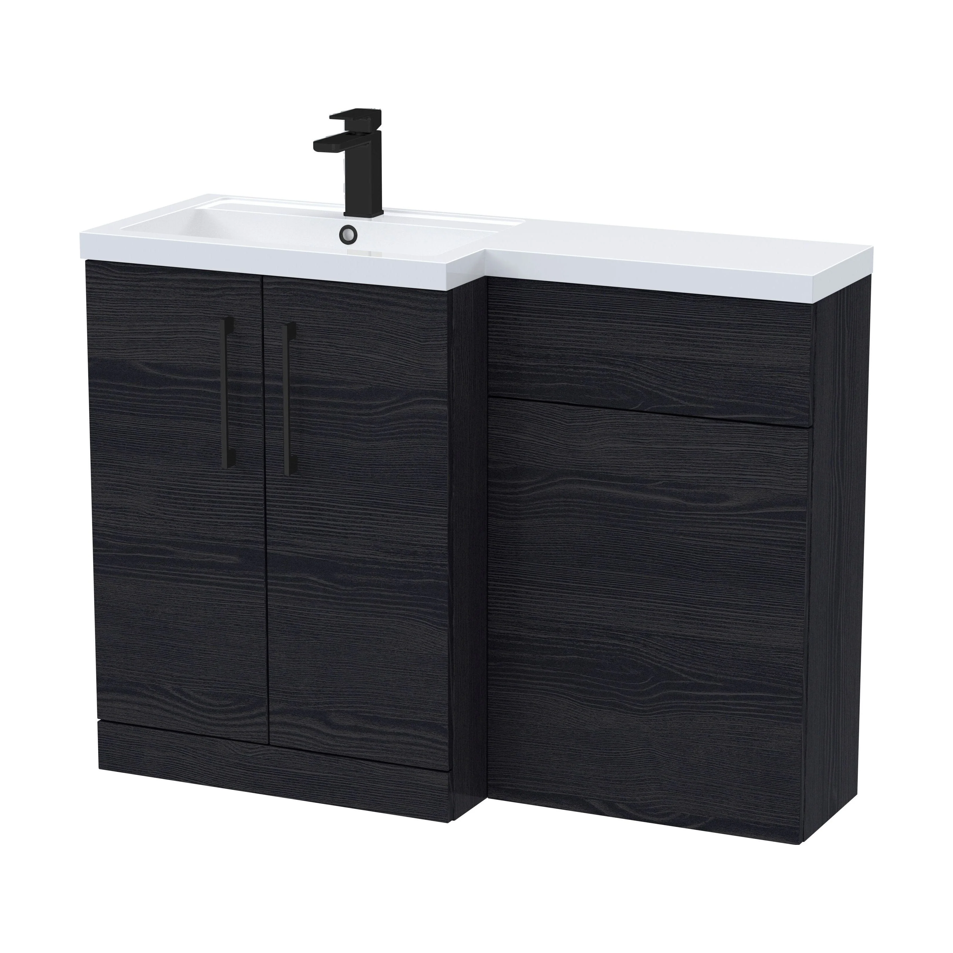 Bramshall Combination Vanity Unit with Basin & WC, Left Hand, 1100mm x 390mm - Choice of Colour and Handle Finish - Image 135