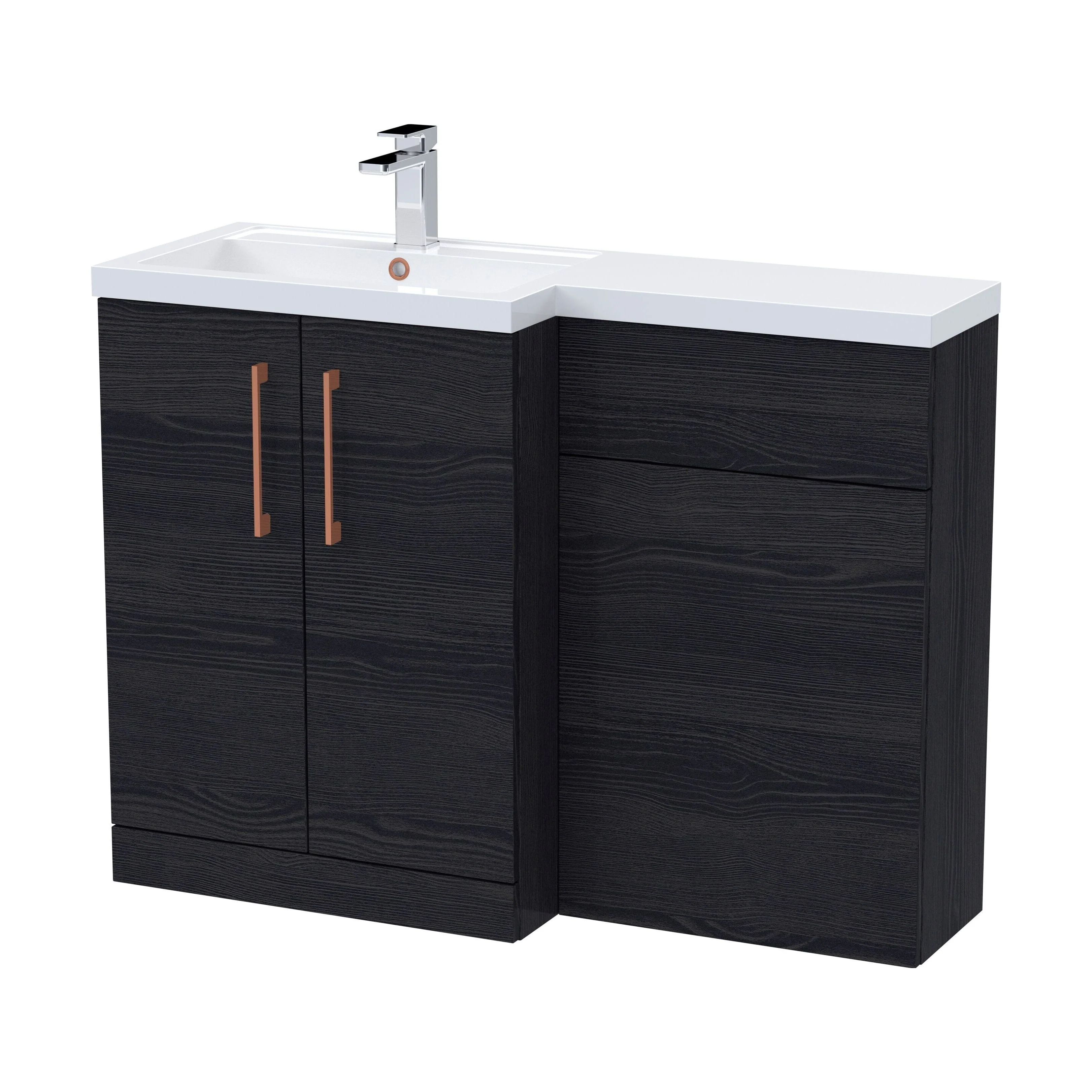Bramshall Combination Vanity Unit with Basin & WC, Left Hand, 1100mm x 390mm - Choice of Colour and Handle Finish - Image 136