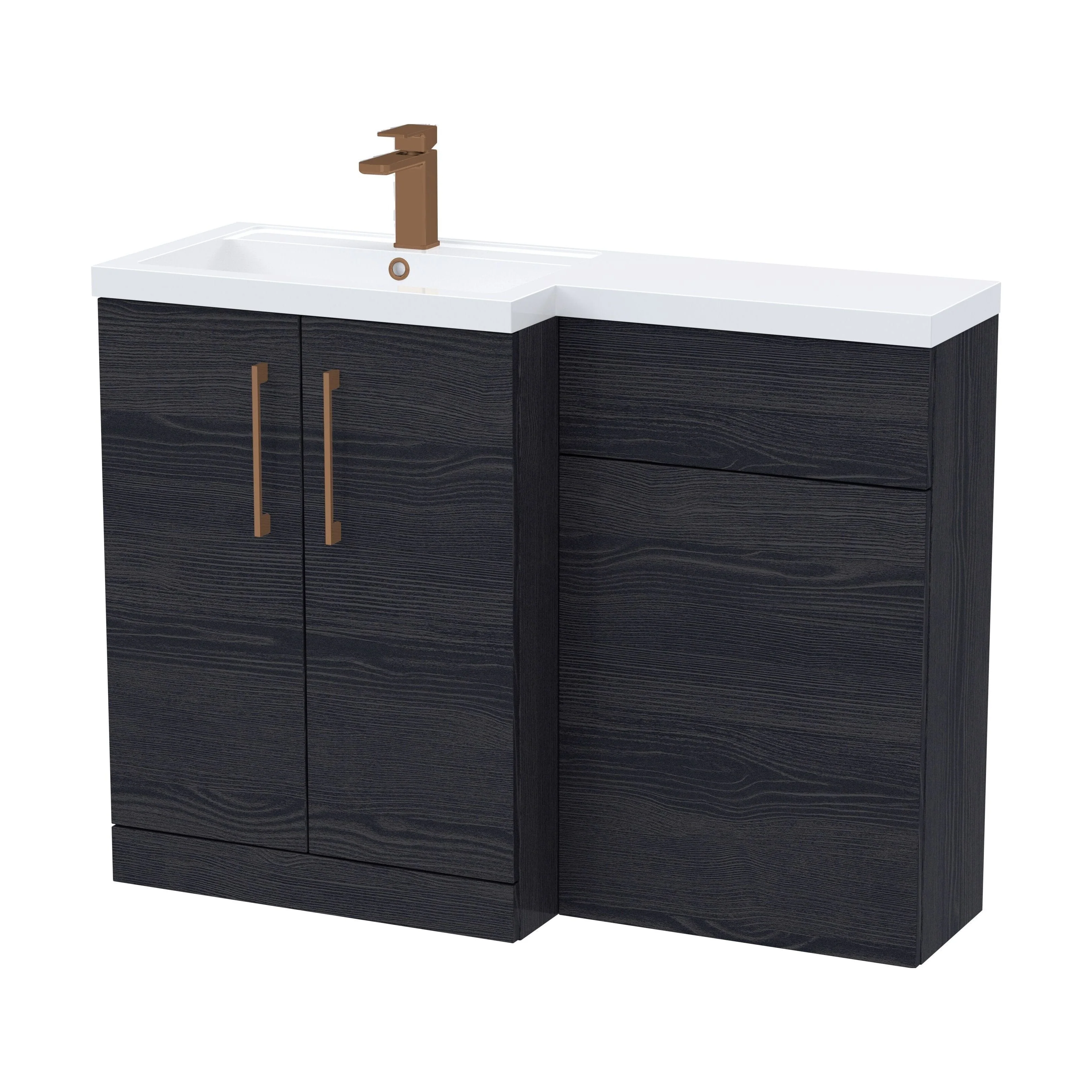 Bramshall Combination Vanity Unit with Basin & WC, Left Hand, 1100mm x 390mm - Choice of Colour and Handle Finish - Image 137