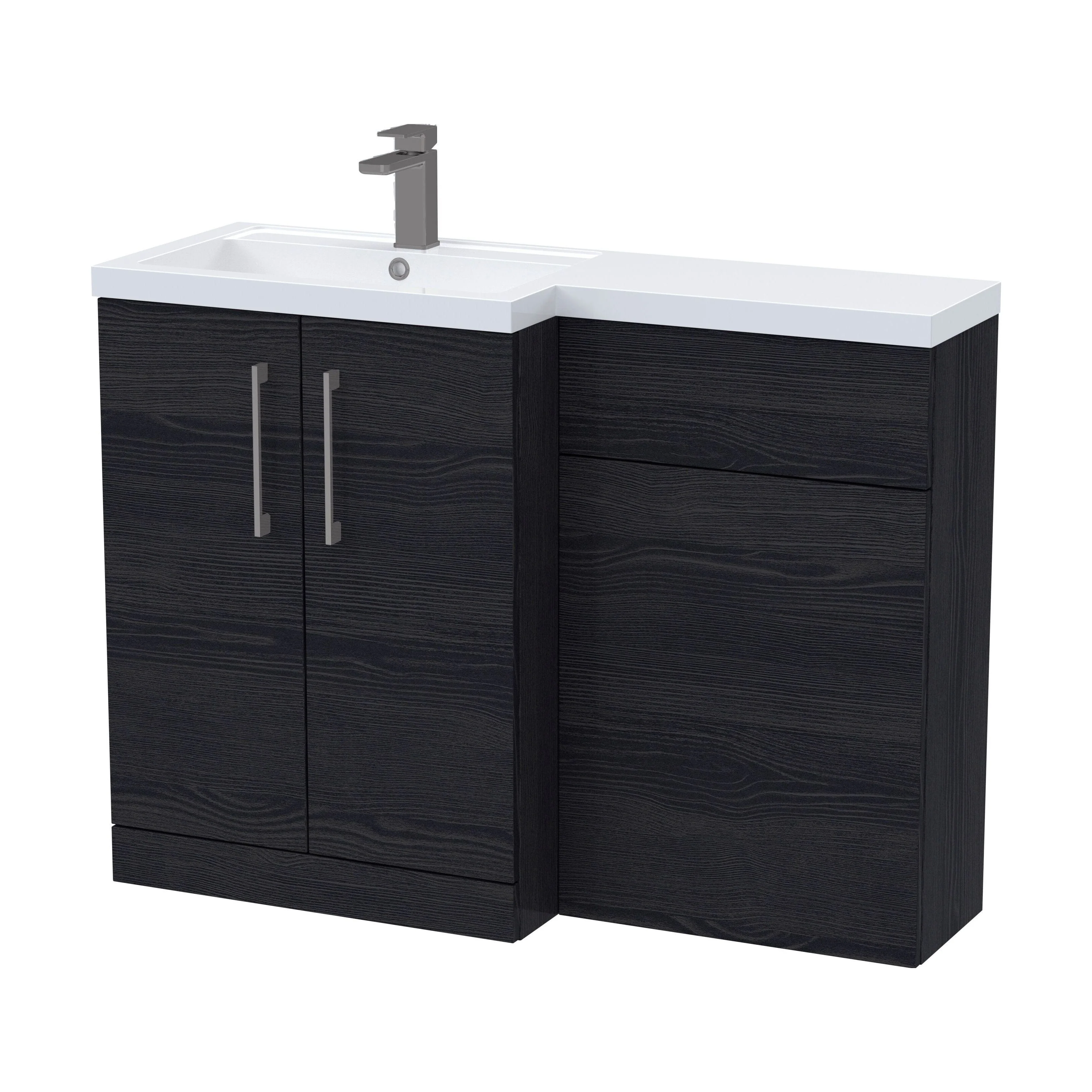 Bramshall Combination Vanity Unit with Basin & WC, Left Hand, 1100mm x 390mm - Choice of Colour and Handle Finish - Image 138