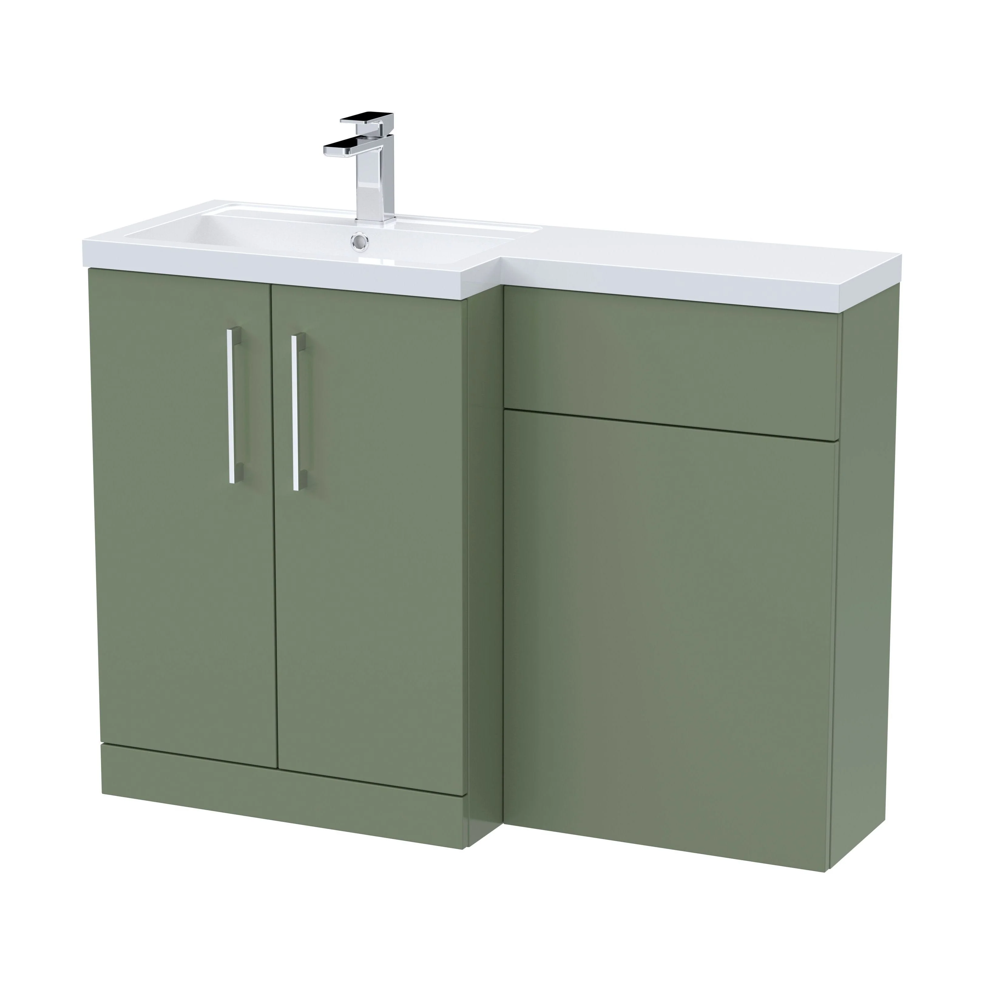 Bramshall Combination Vanity Unit with Basin & WC, Left Hand, 1100mm x 390mm - Choice of Colour and Handle Finish - Image 139