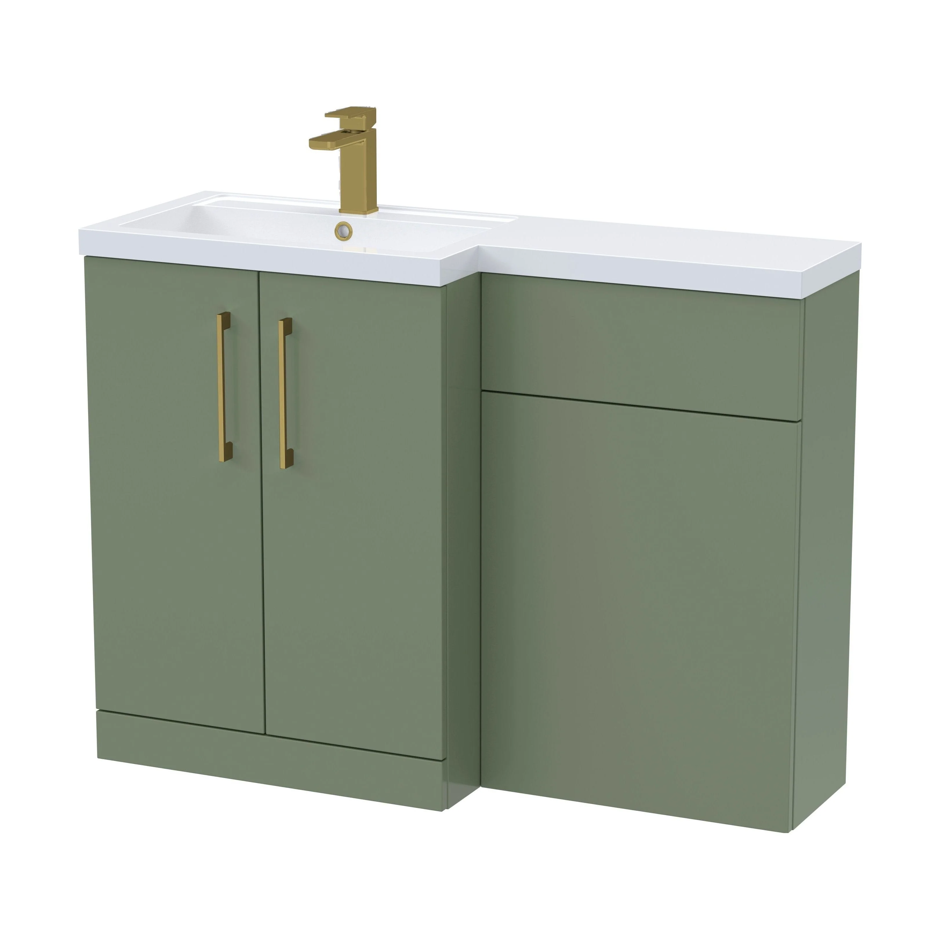 Bramshall Combination Vanity Unit with Basin & WC, Left Hand, 1100mm x 390mm - Choice of Colour and Handle Finish - Image 140