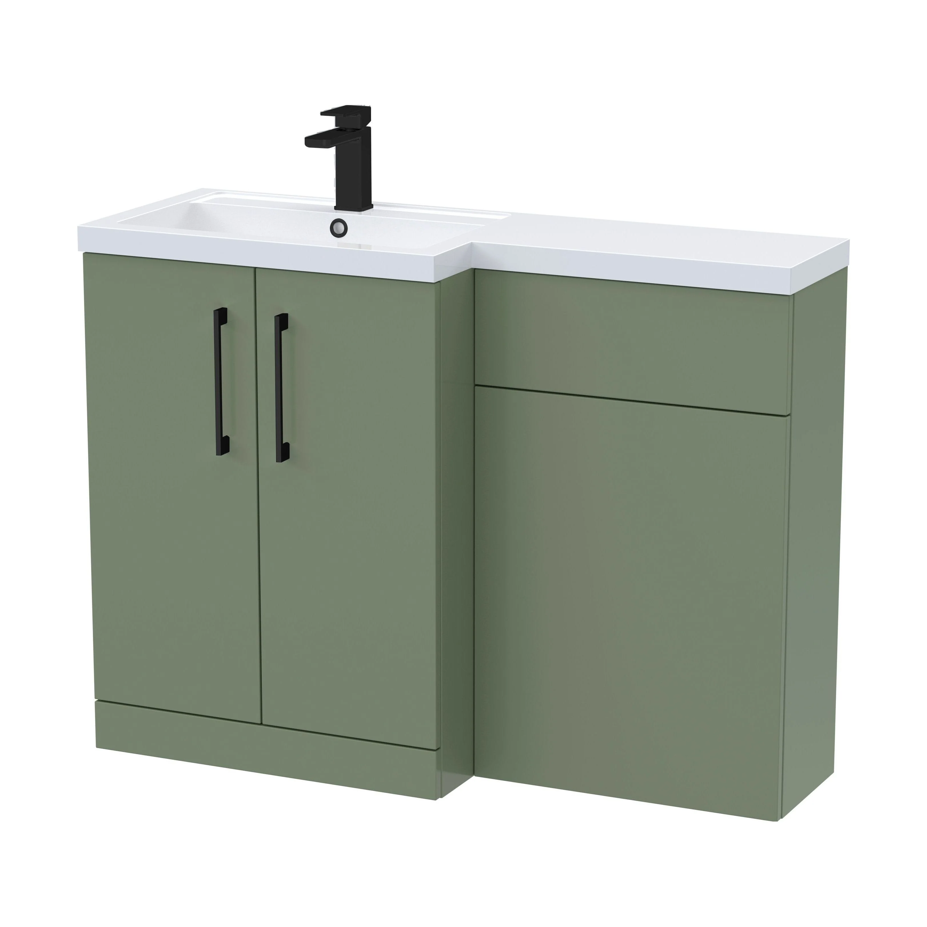 Bramshall Combination Vanity Unit with Basin & WC, Left Hand, 1100mm x 390mm - Choice of Colour and Handle Finish - Image 141