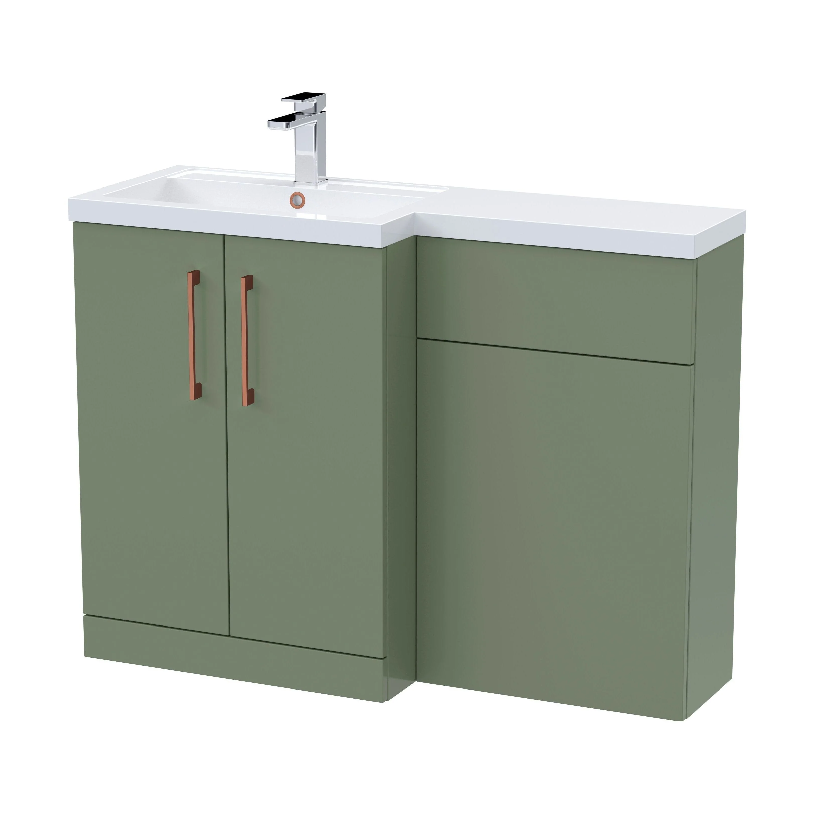 Bramshall Combination Vanity Unit with Basin & WC, Left Hand, 1100mm x 390mm - Choice of Colour and Handle Finish - Image 142