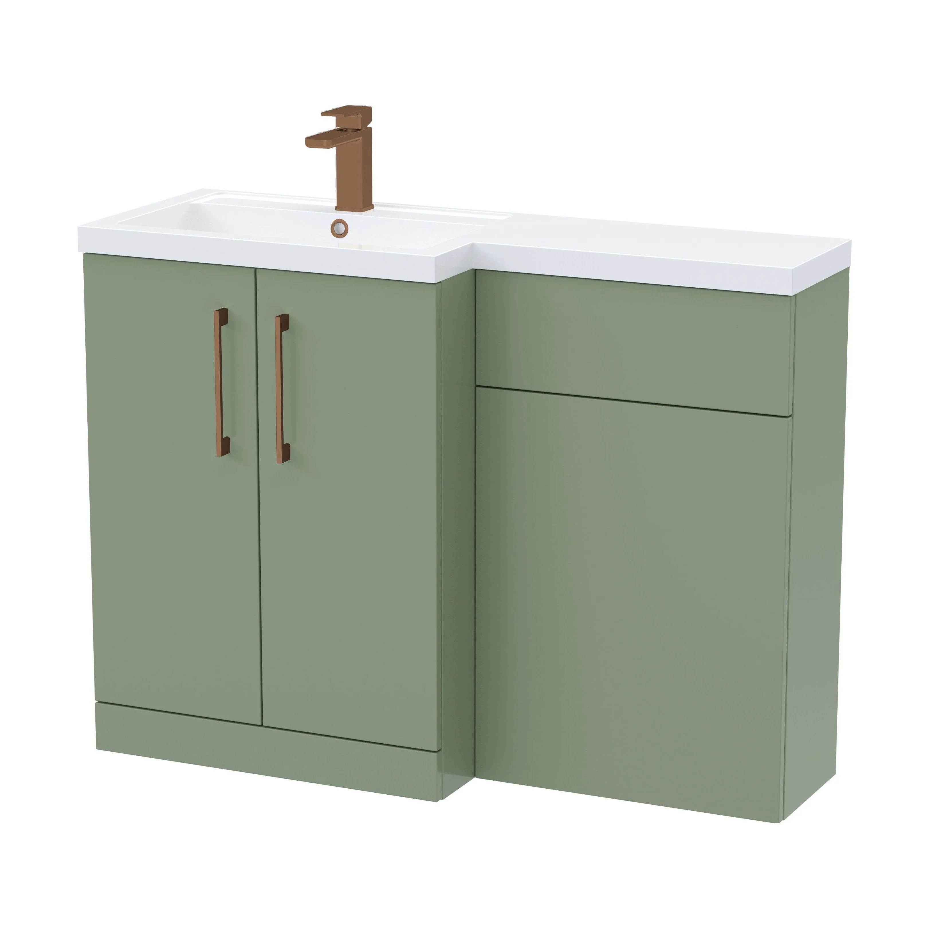 Bramshall Combination Vanity Unit with Basin & WC, Left Hand, 1100mm x 390mm - Choice of Colour and Handle Finish - Image 143