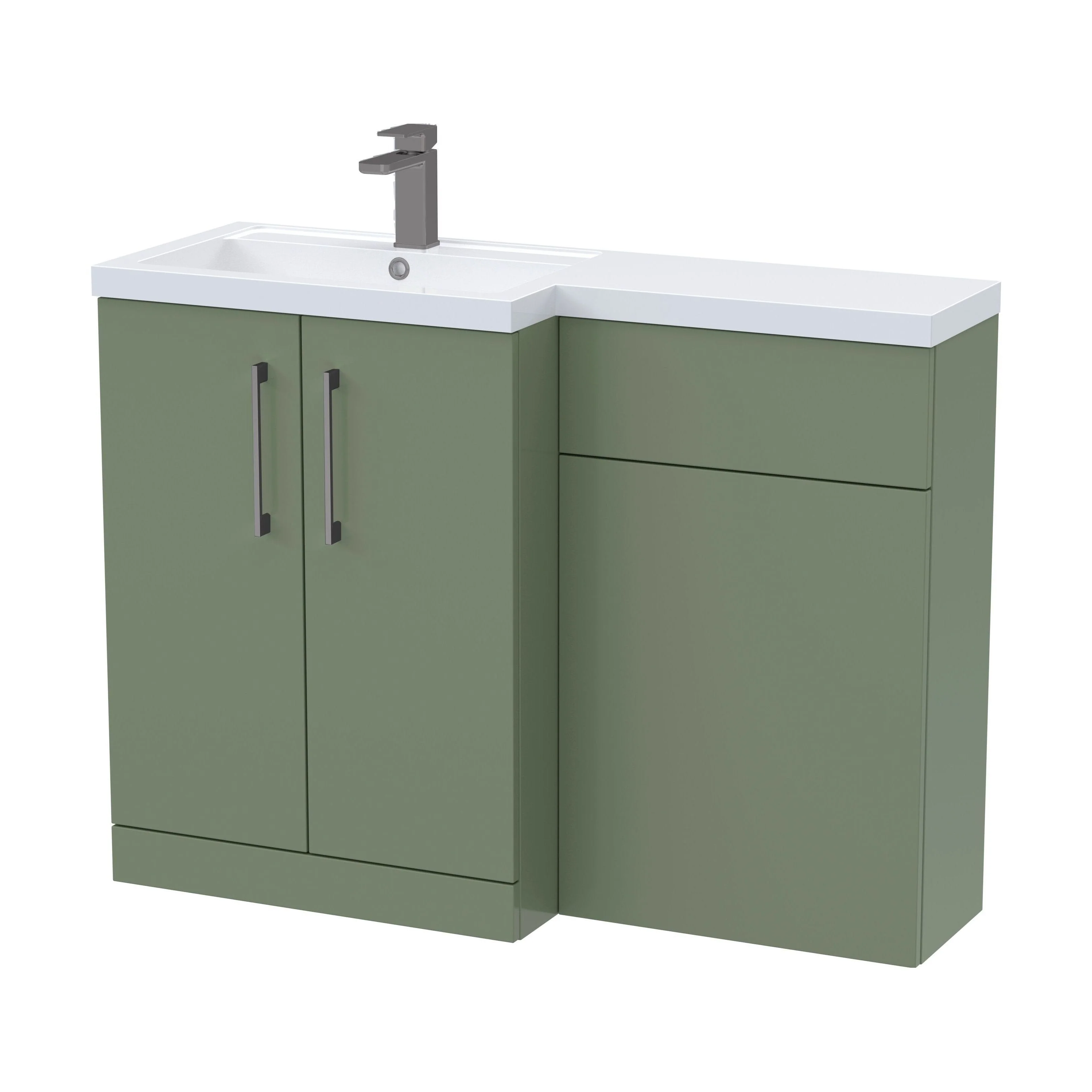 Bramshall Combination Vanity Unit with Basin & WC, Left Hand, 1100mm x 390mm - Choice of Colour and Handle Finish - Image 144