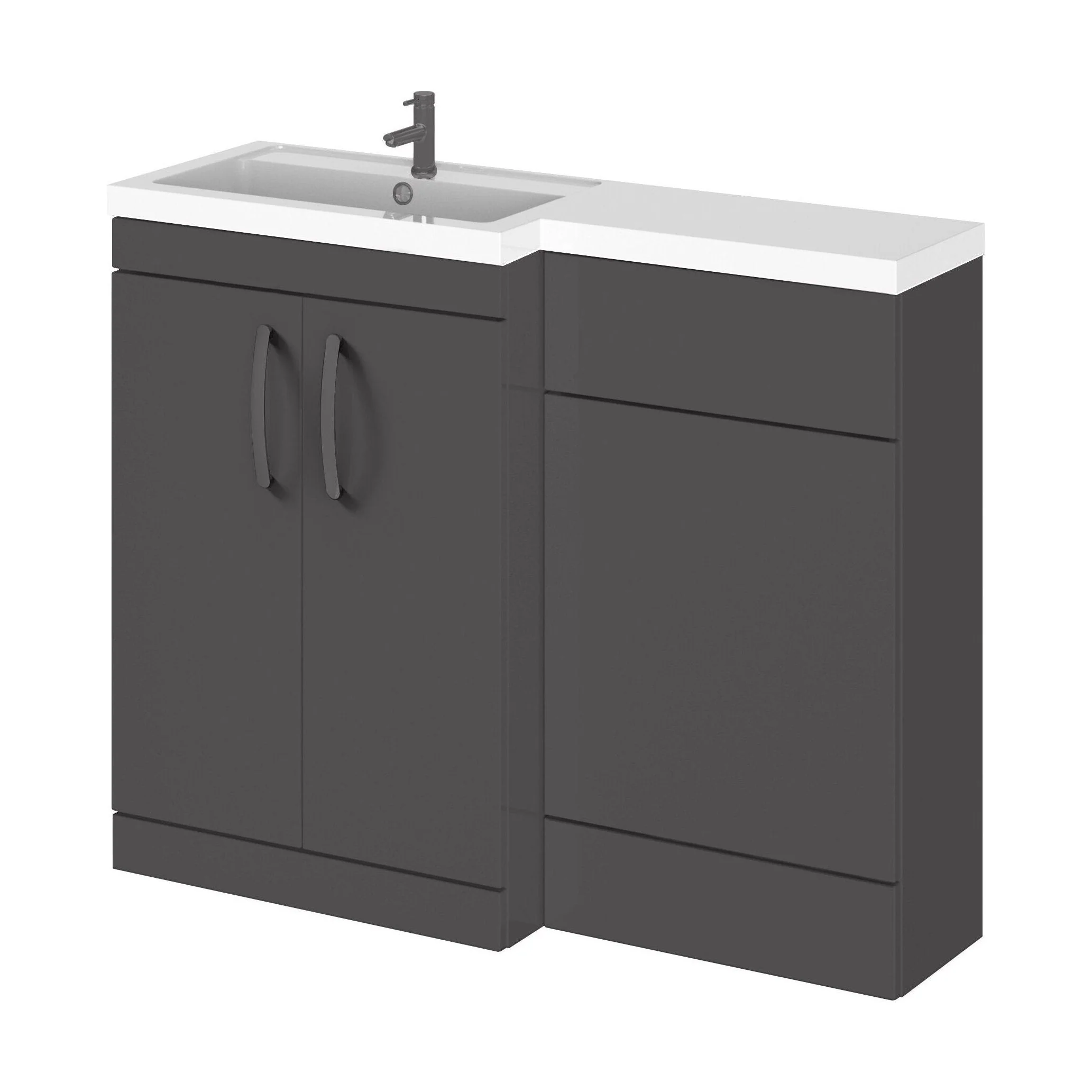 Bramshall Combination Vanity Unit with Basin & WC, Left Hand, 1100mm x 390mm - Choice of Colour and Handle Finish - Image 148