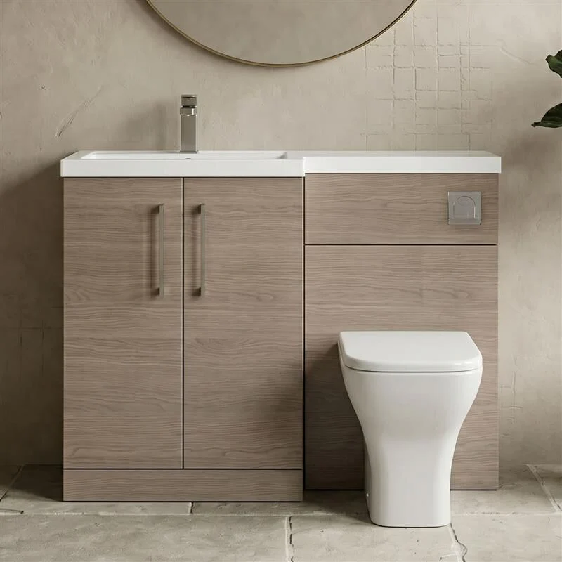 Bramshall Combination Vanity Unit with Basin & WC, Left Hand, 1100mm x 390mm - Choice of Colour and Handle Finish - Image 19